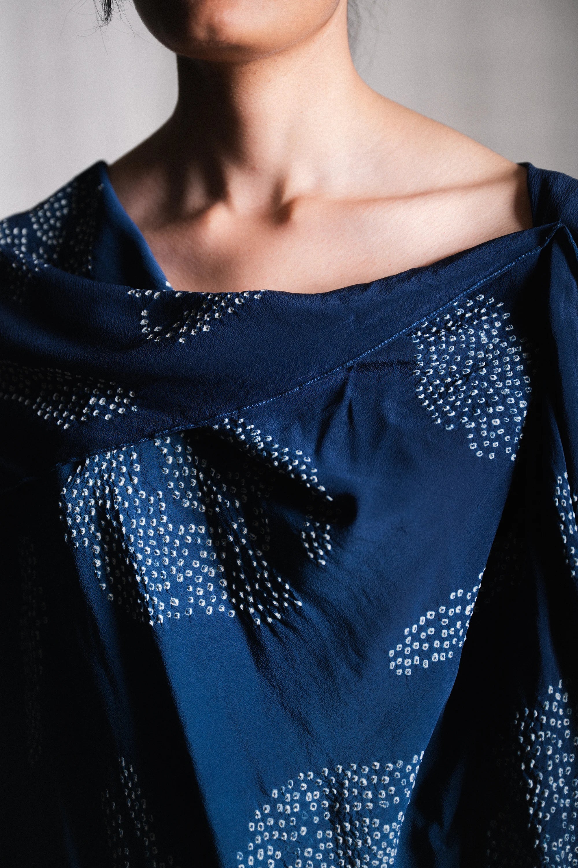 Violin Drape Dress Made In Silk with Bandhani