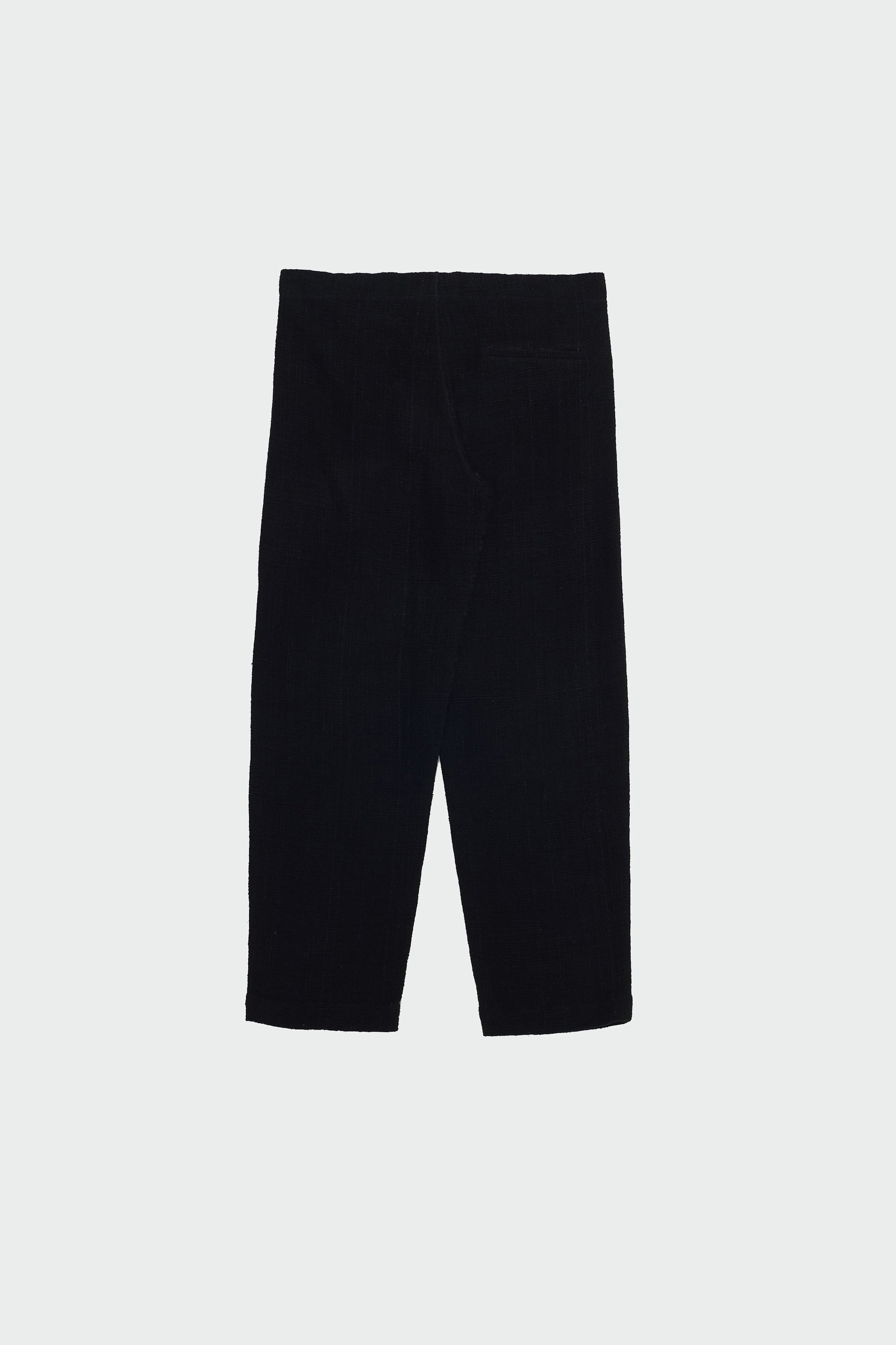 BLACK UNISEX DRAWSTRING TEXTURED TROUSERS