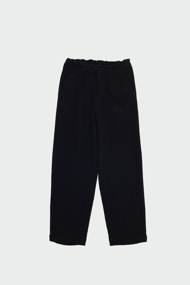Black Unisex Drawstring Textured Trousers