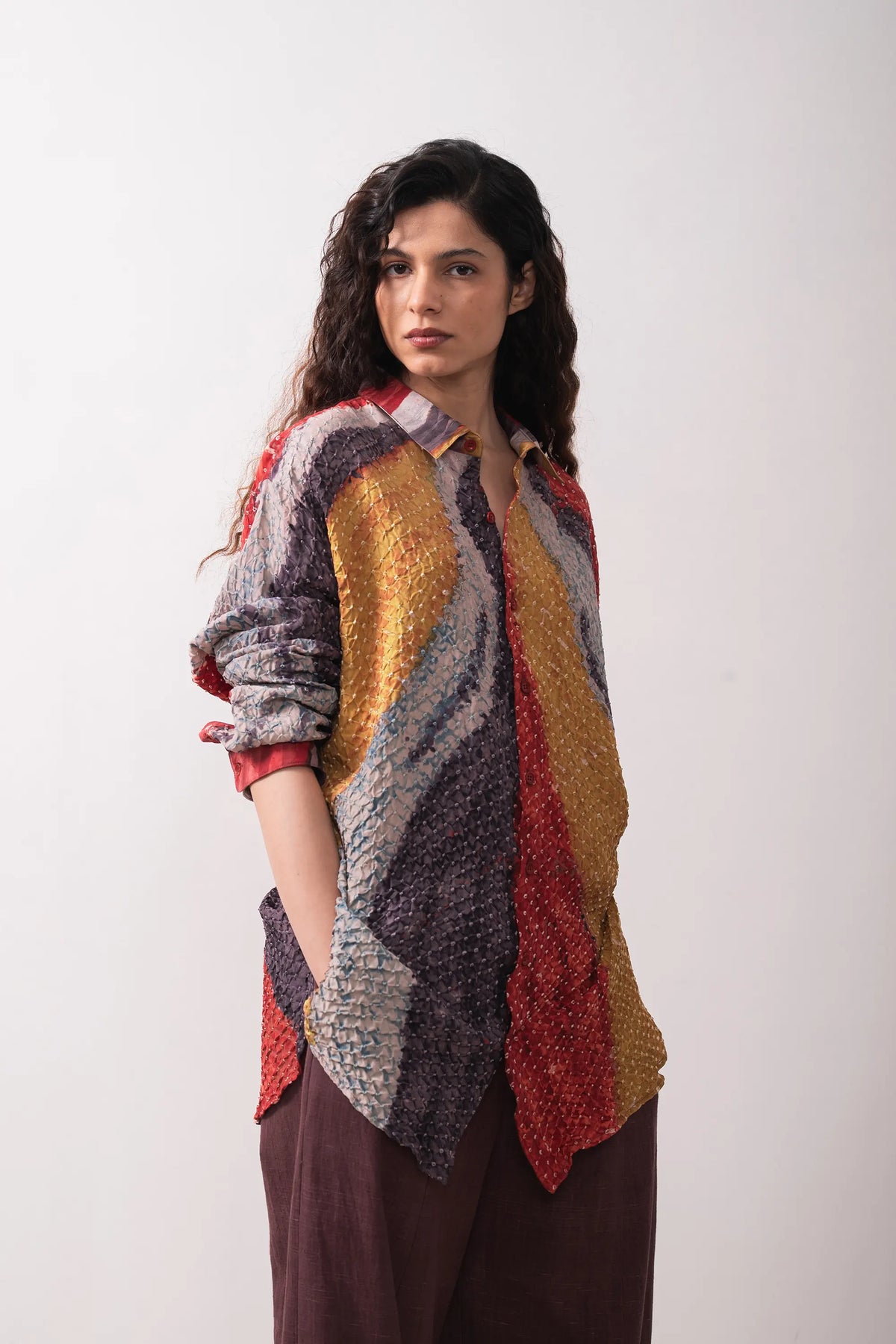 Silk Relaxed Bandhani Shirt