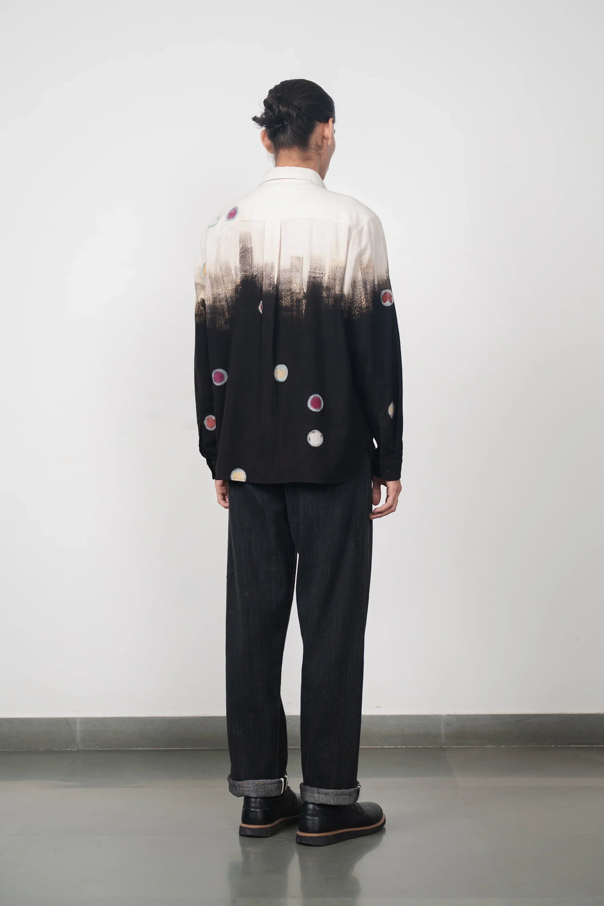 Cotton Shirt with Handpainted Brush Strokes