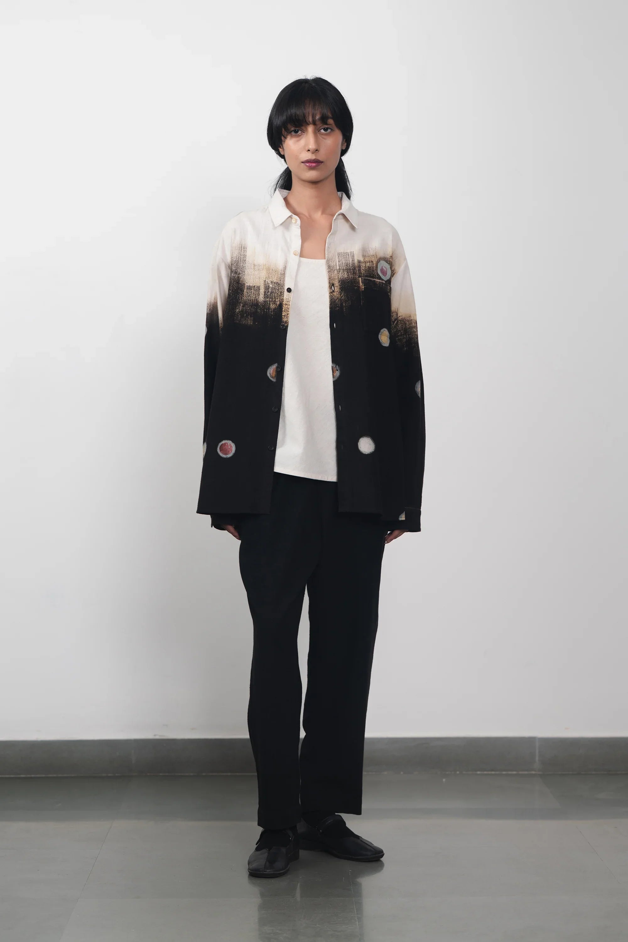 Handpainted Brush Strokes Cotton Shirt