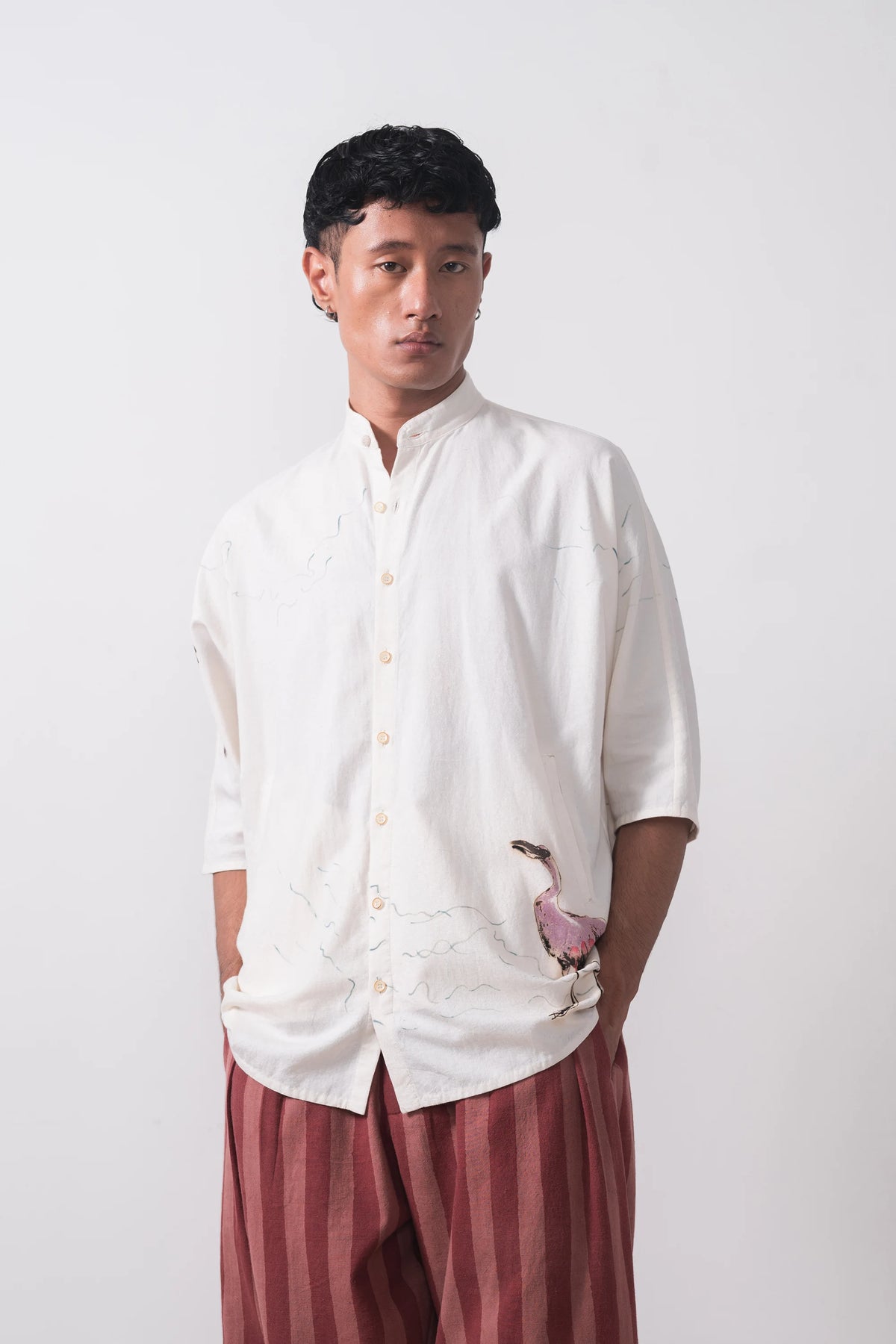 Handpainted Macca Shirt in Ecru