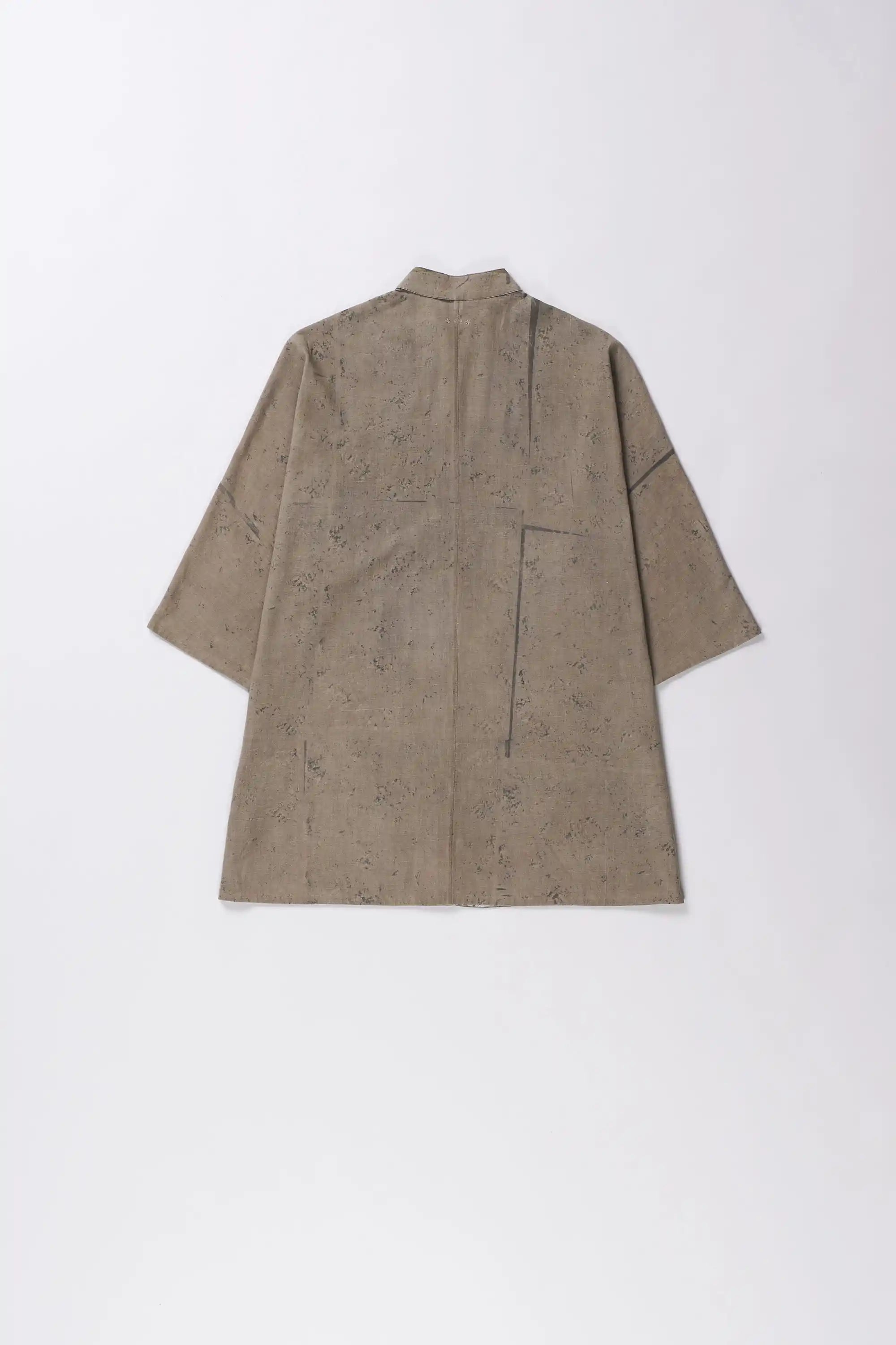 Back image of khaki green cotton shirt