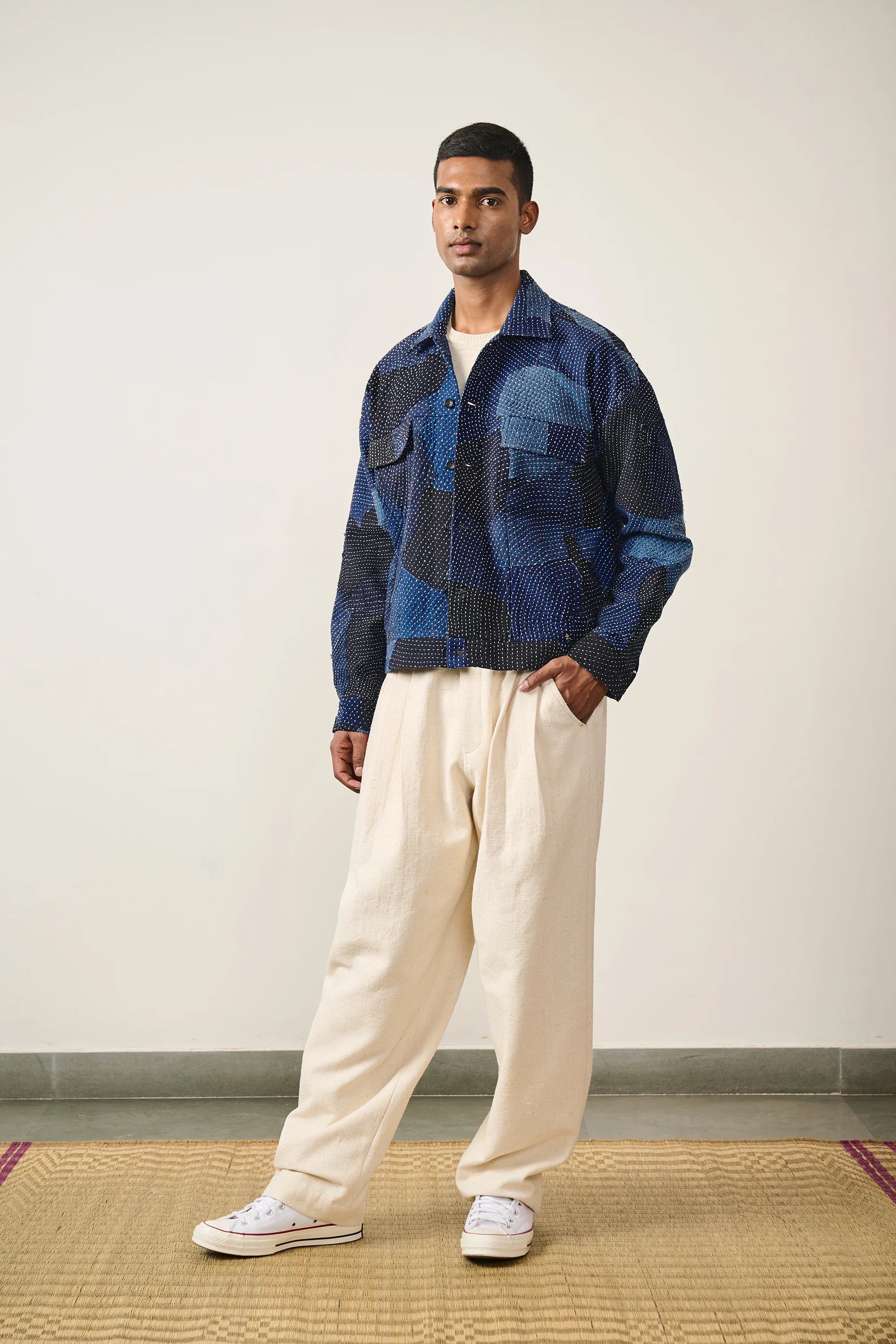 Kantha Patchwork Button Down Jacket