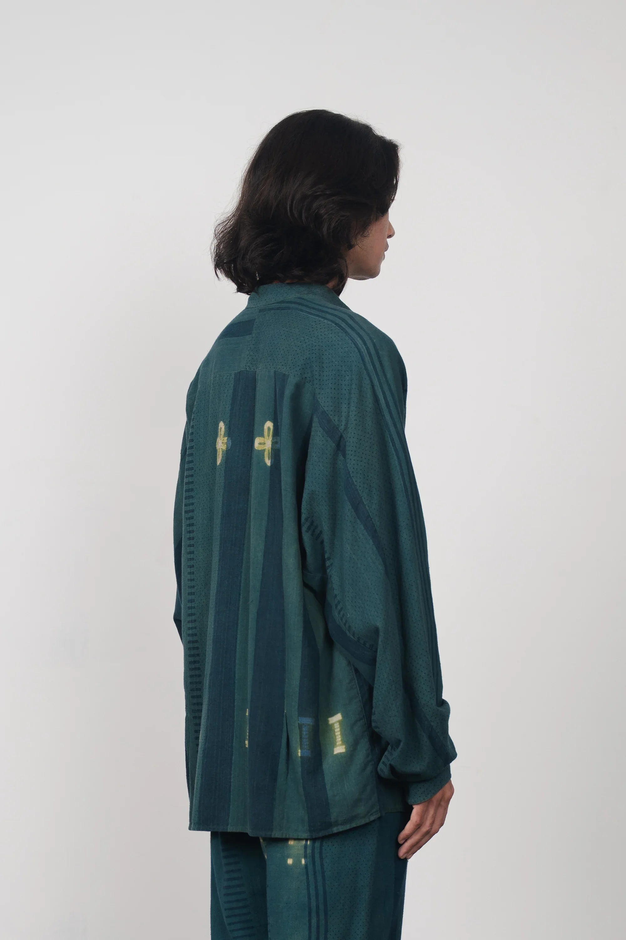 Block Printed Shirt With Shibori