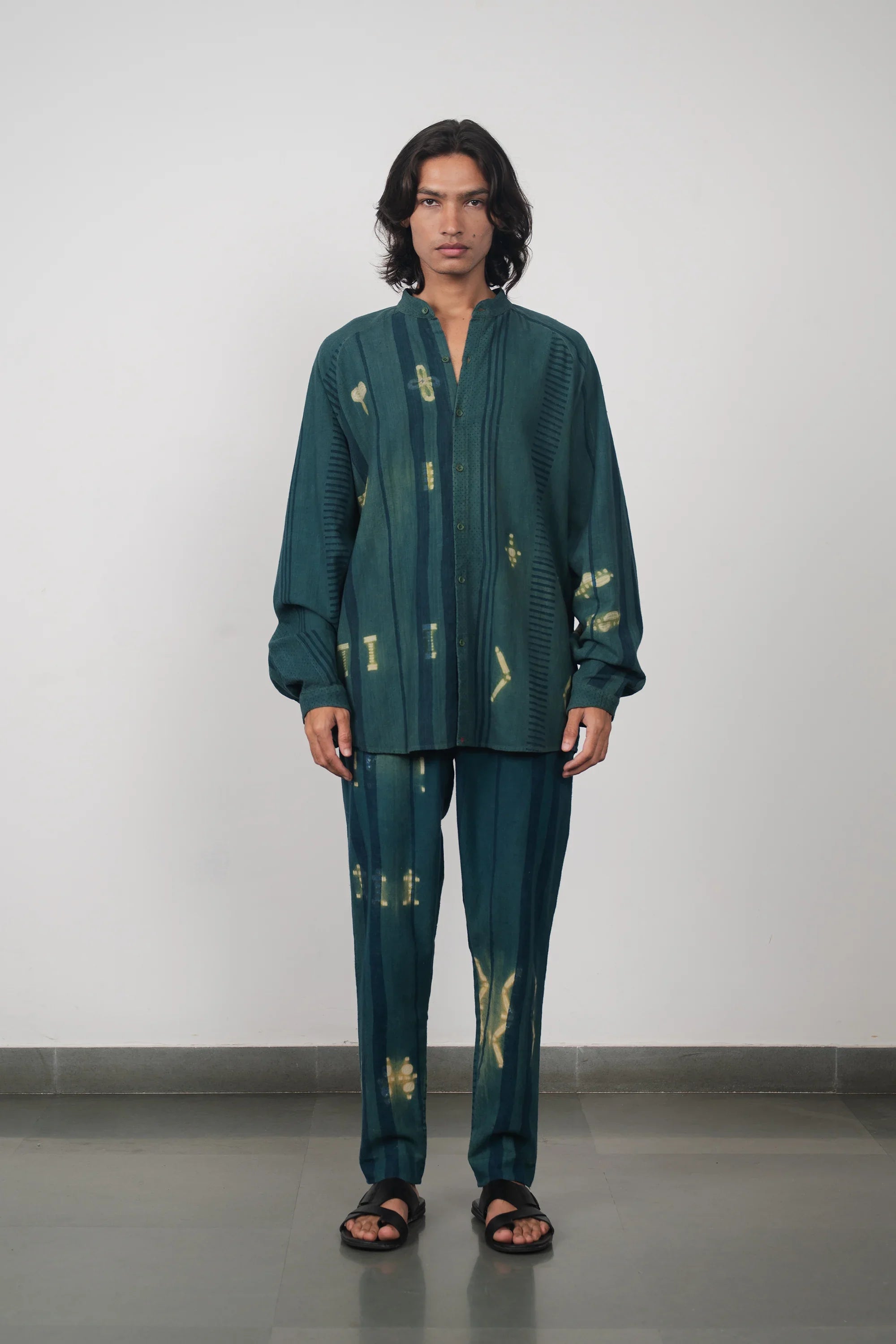 Block Printed Shirt With Shibori