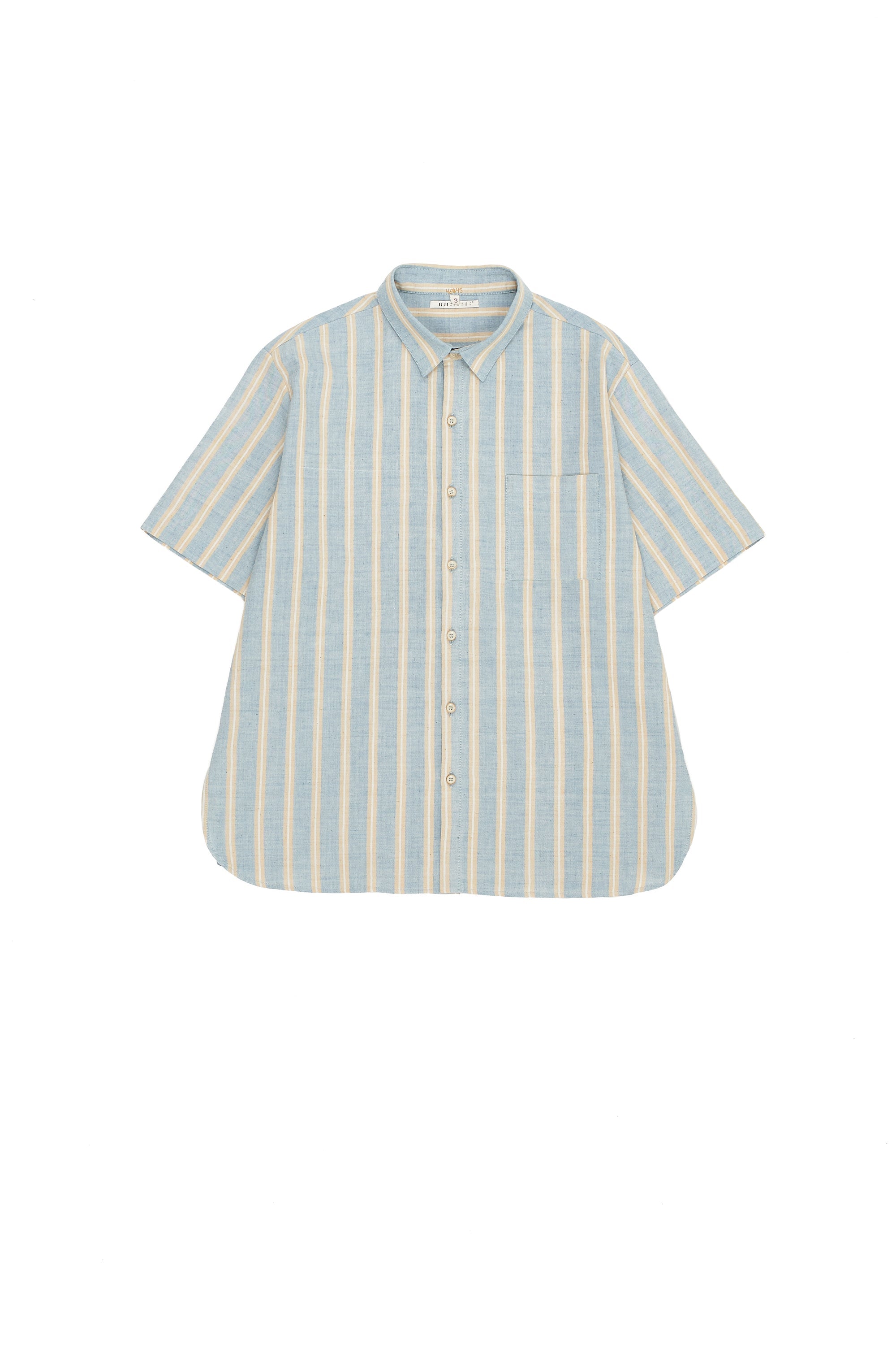 LIGHT INDIGO YARN DYED WEFT STRIPES SUMMER SHIRT