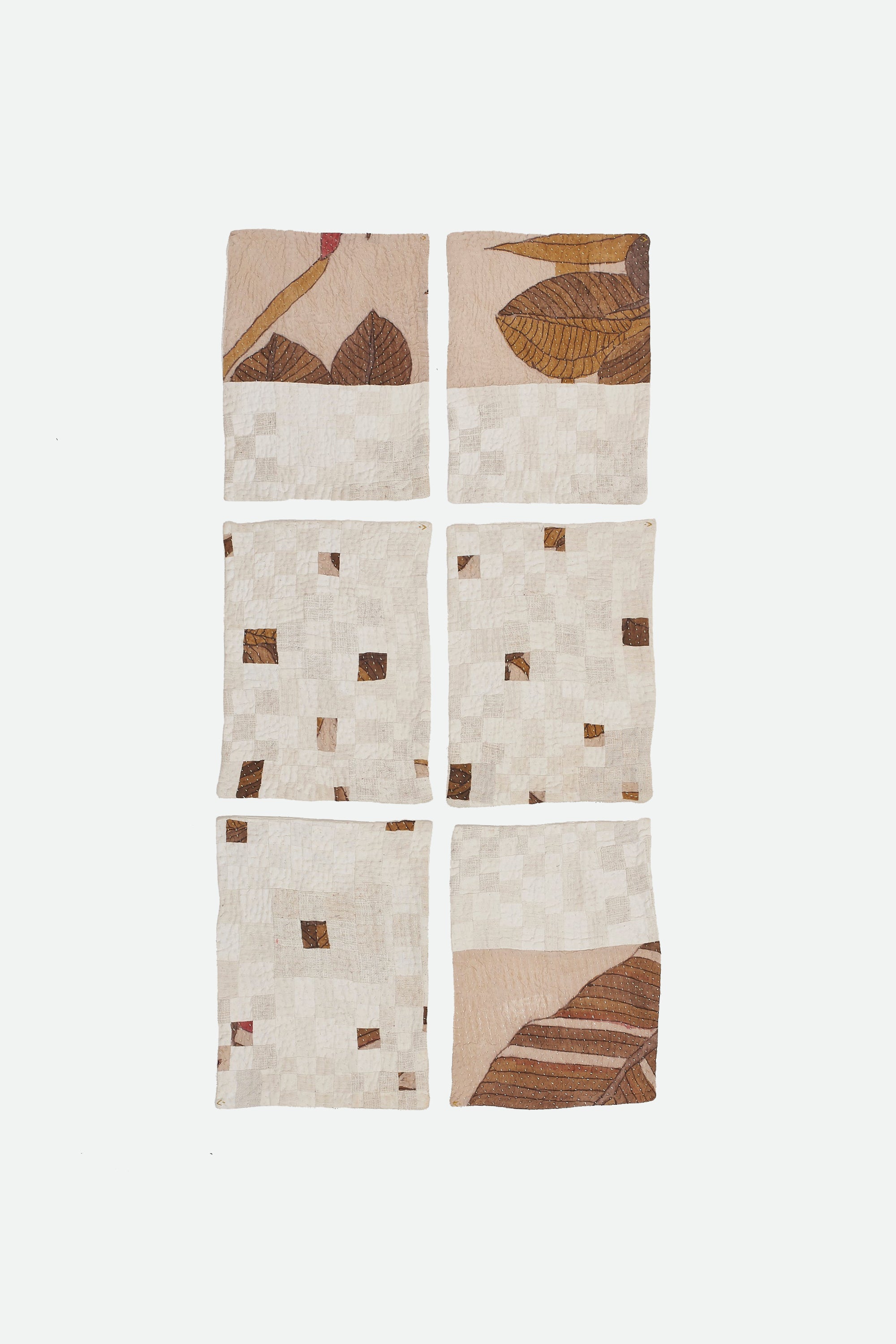 Chequered Patchwork Placemat in Shades of Ecru