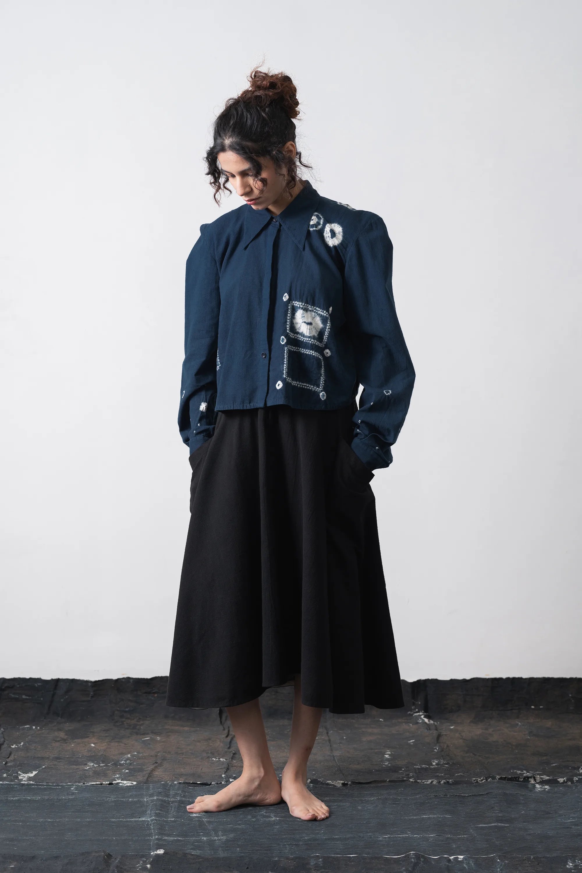 Boxy Shirt with Bandhani And Shibori