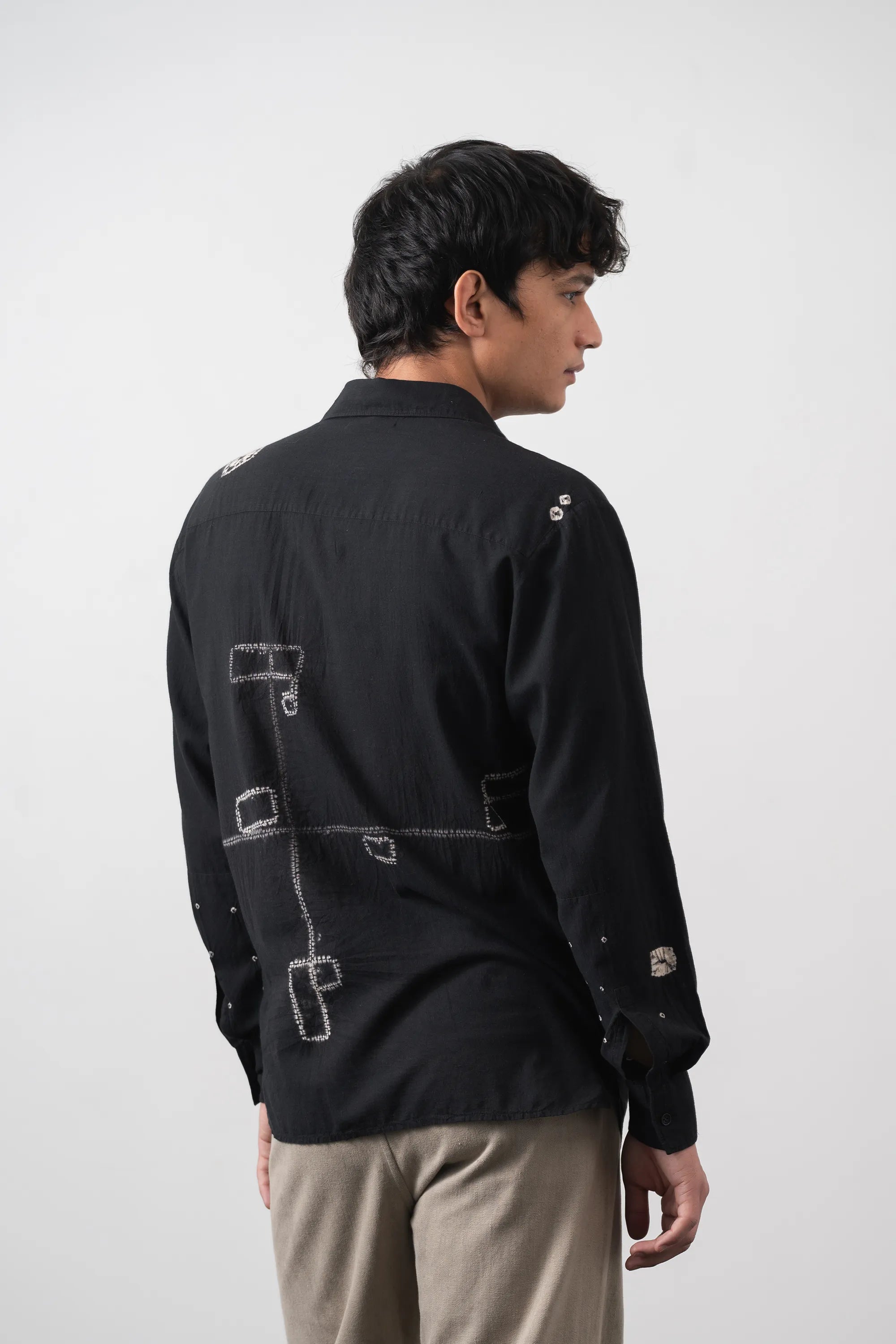 Black Shibori Shirt in Mul Cotton