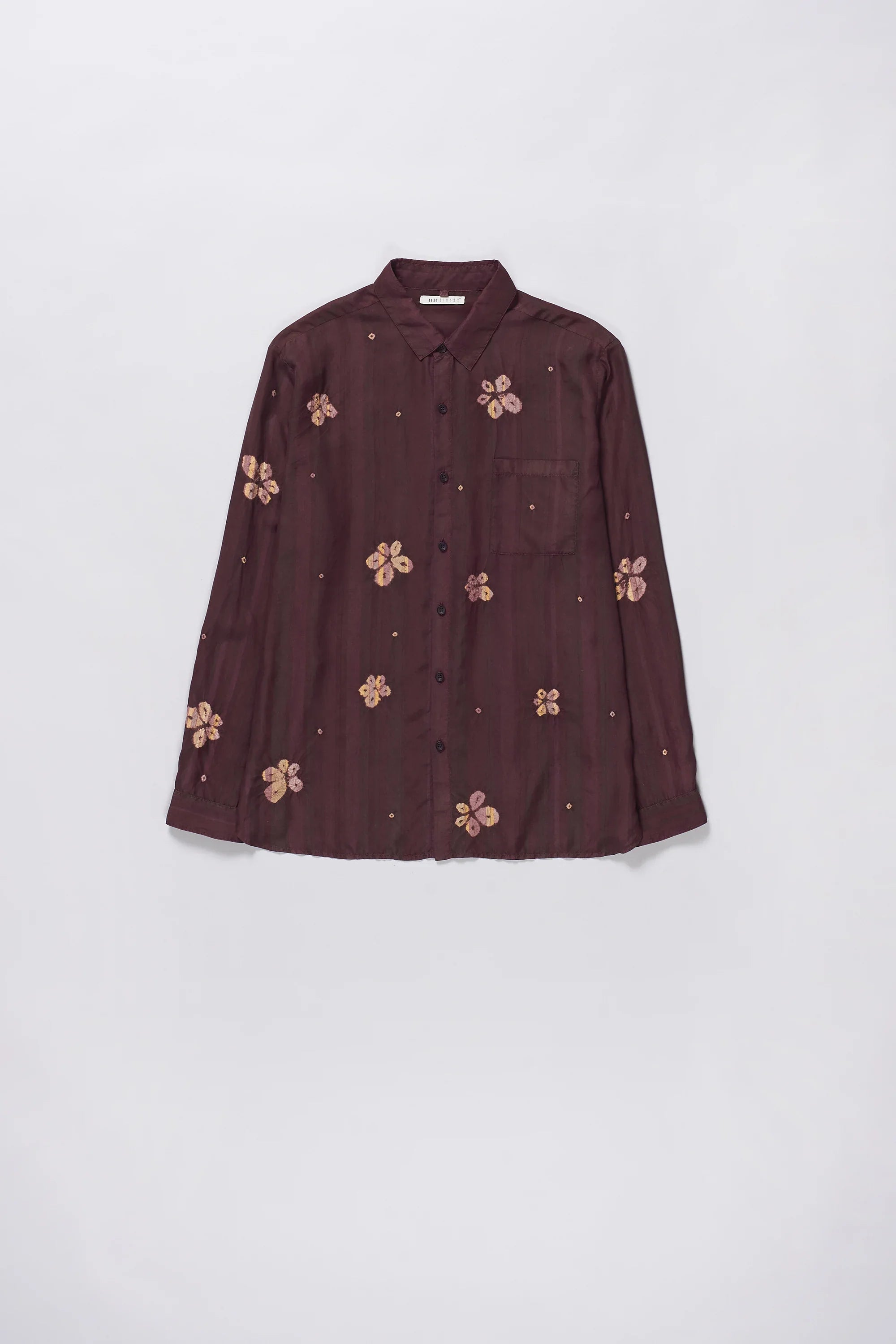 Purple Red Shibori Silk Shirt