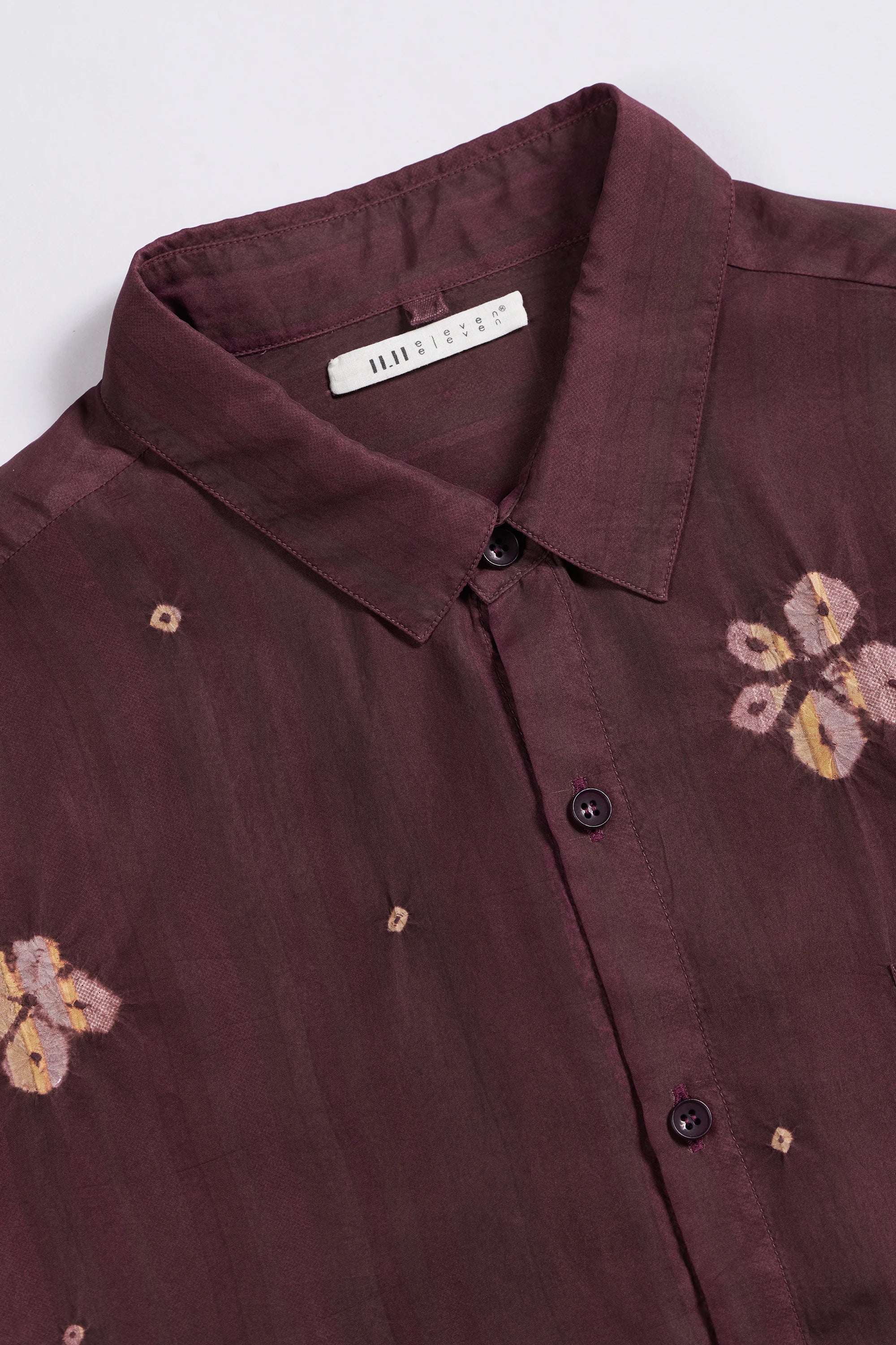 Shibori Silk Shirt in Purple Red