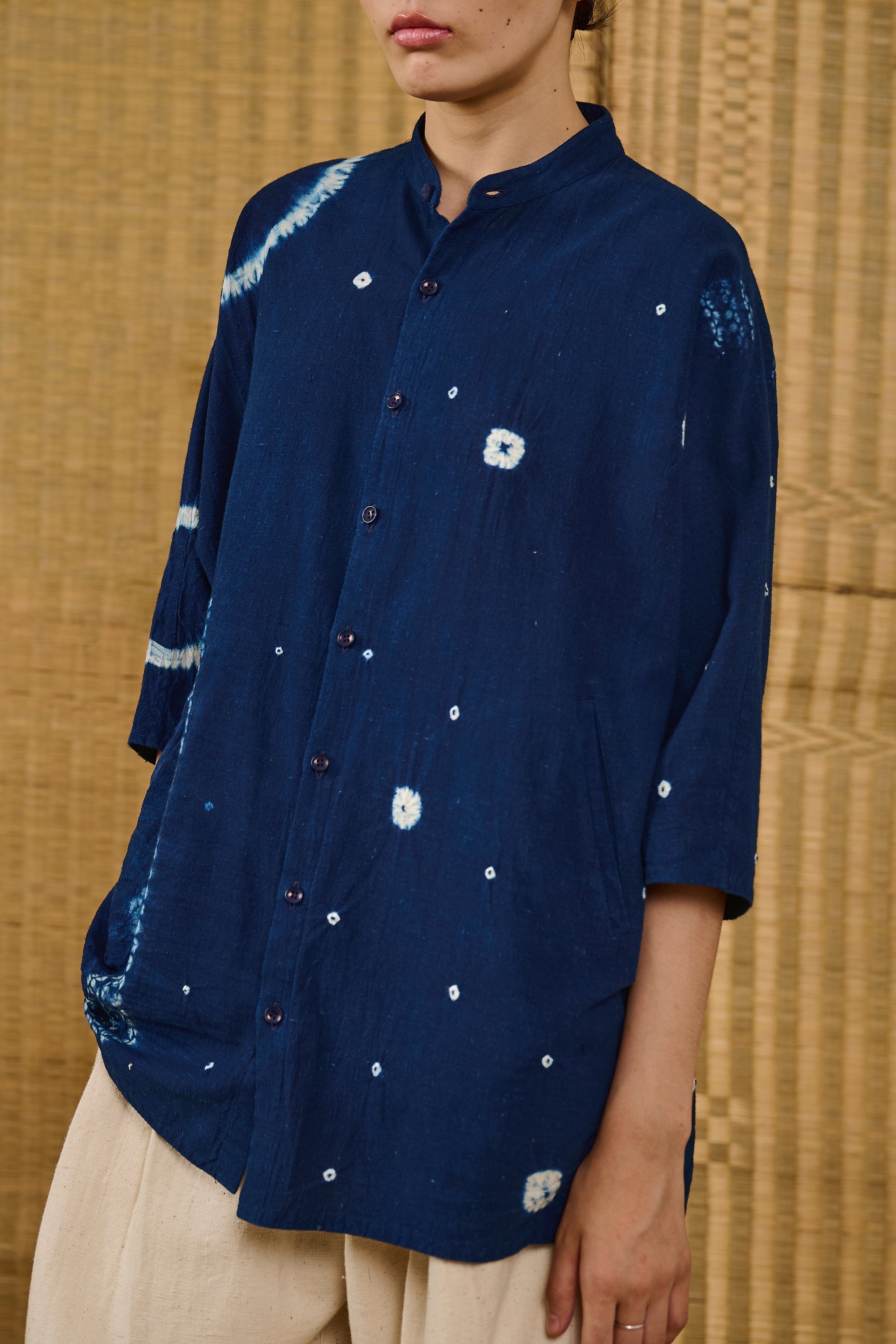 Shibori Kimono Half Sleeve Shirt