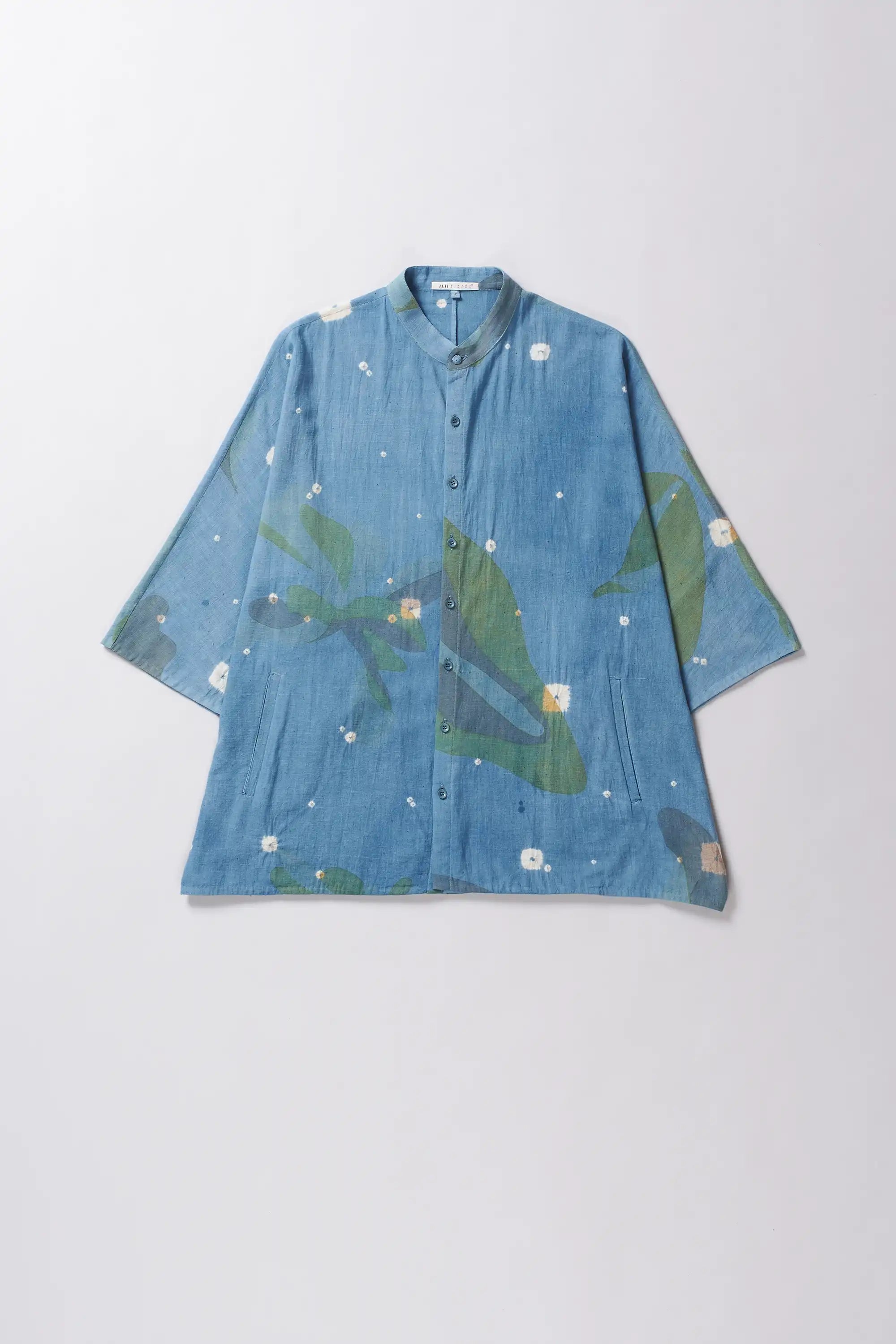 Shibori-Bandhani Shirt in Sky Indigo