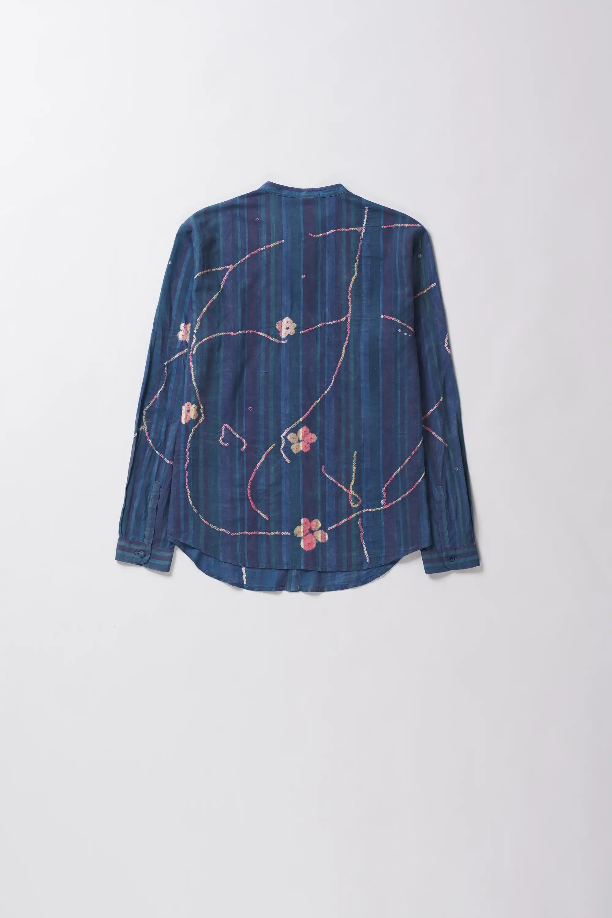 Sky indigo cotton shirt with full-sleeves