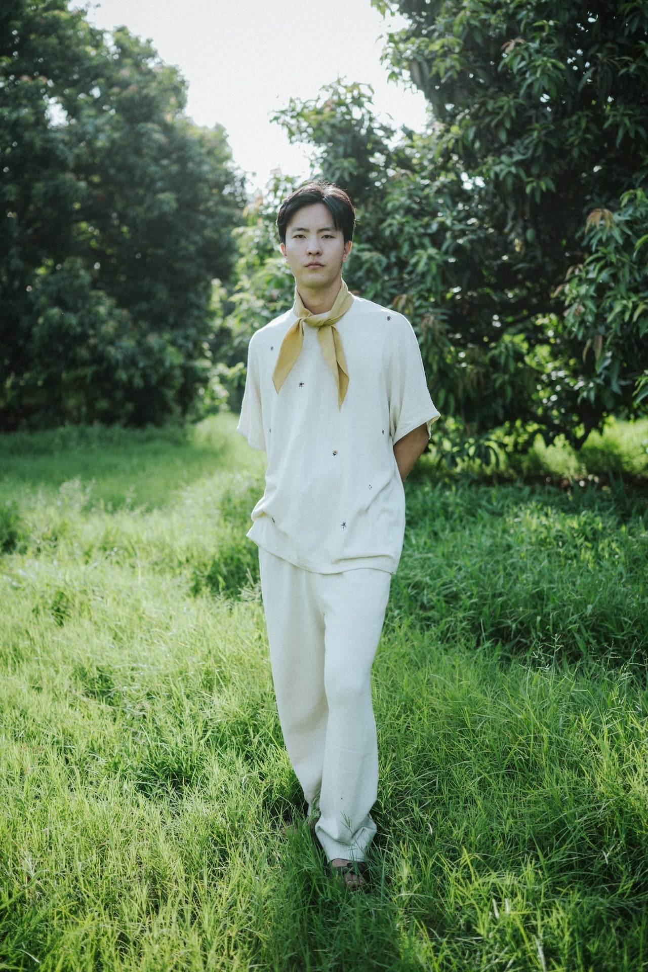 Ecru Hand Embroidered T-Shirt