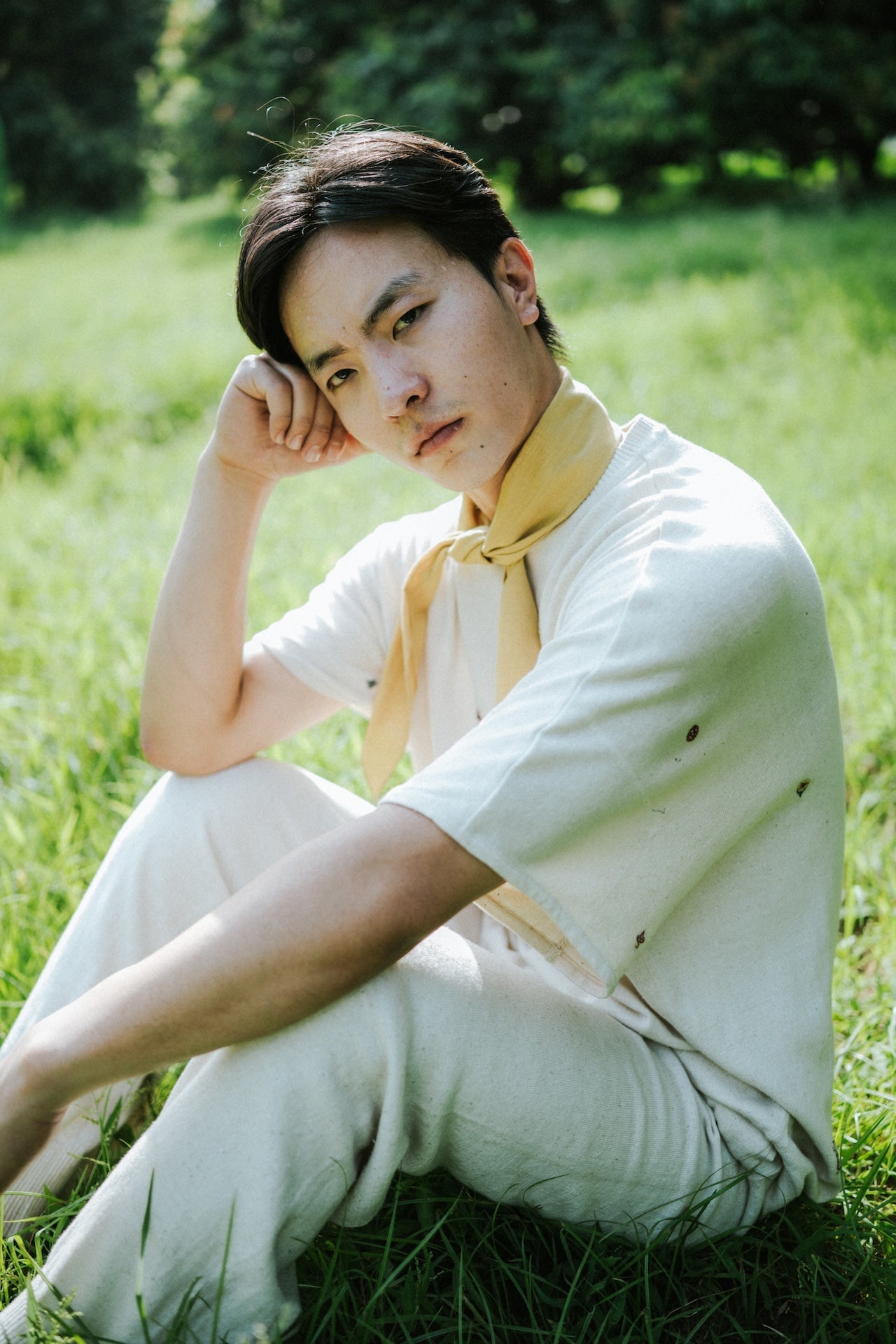 Ecru Hand Embroidered T-Shirt