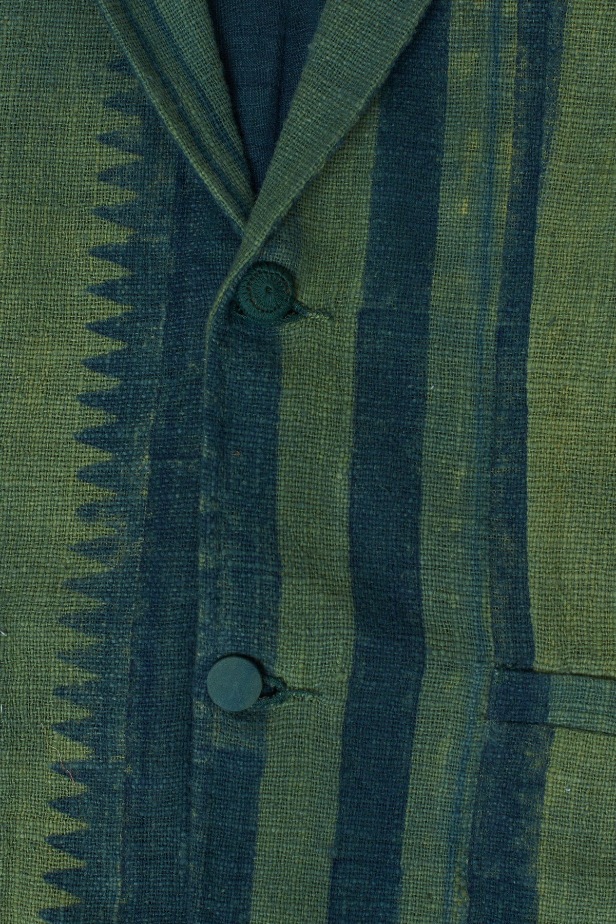 Block Printed Oversized Jacket in Bottle Green