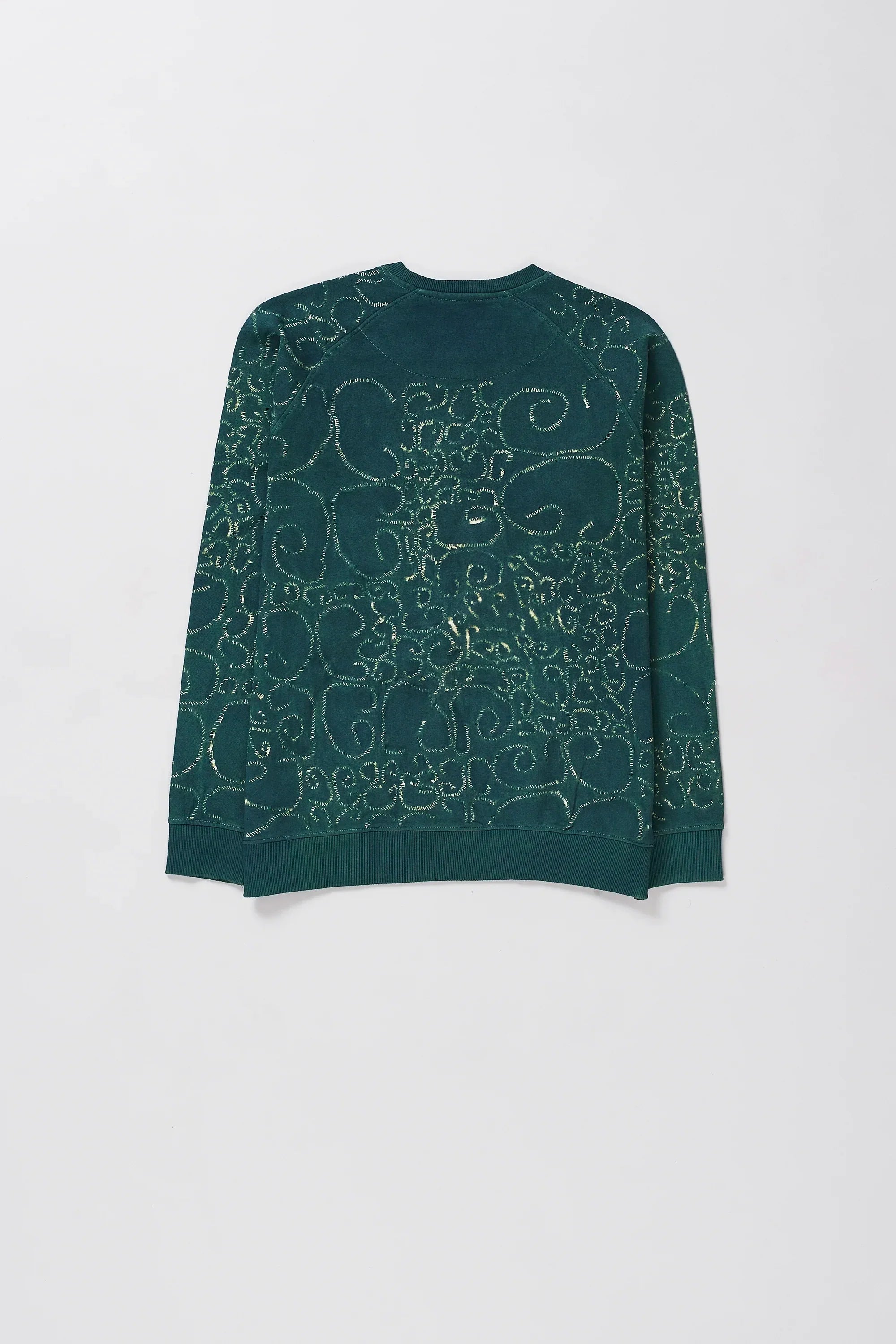 Bottle Green Sweatshirt with Bandhani and Shibori