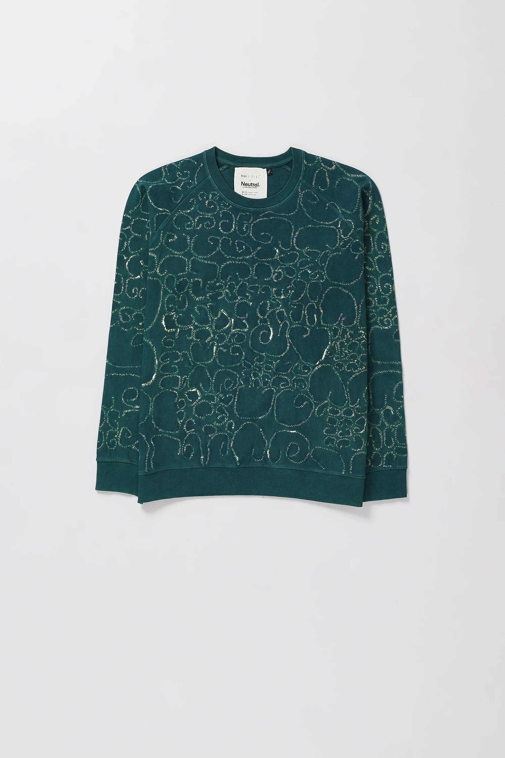 Sweatshirt with Bandhani and Shibori in Bottle Green