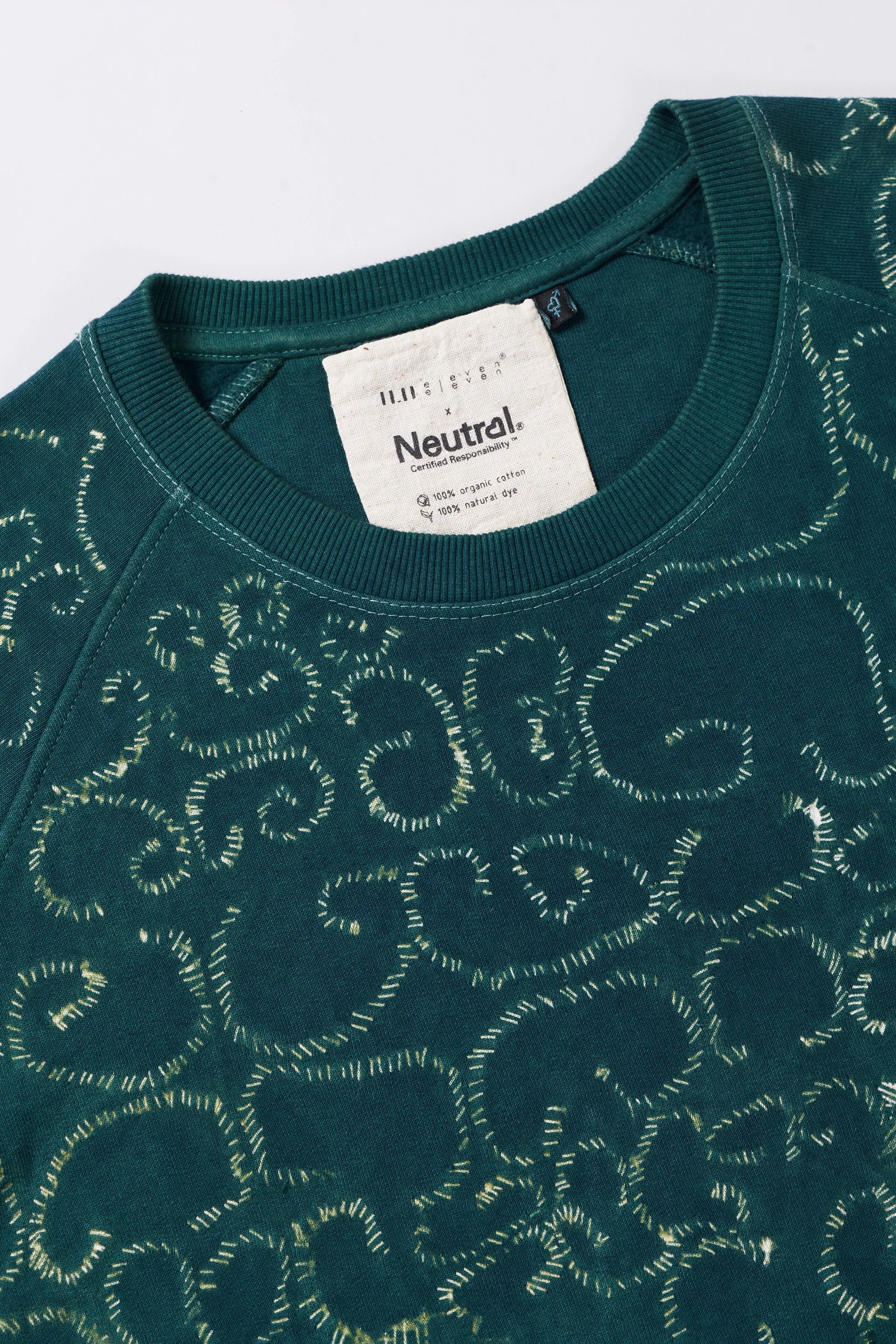 Sweatshirt with Bandhani and Shibori in Bottle Green