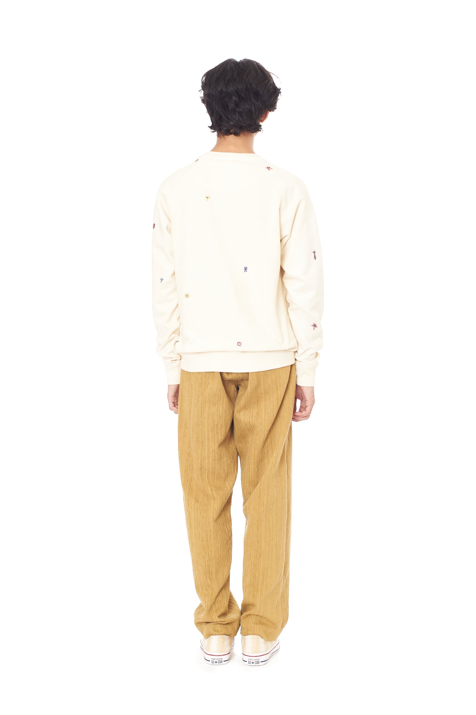 ECRU HAND EMBROIDERED ORGANIC COTTON SWEATSHIRT