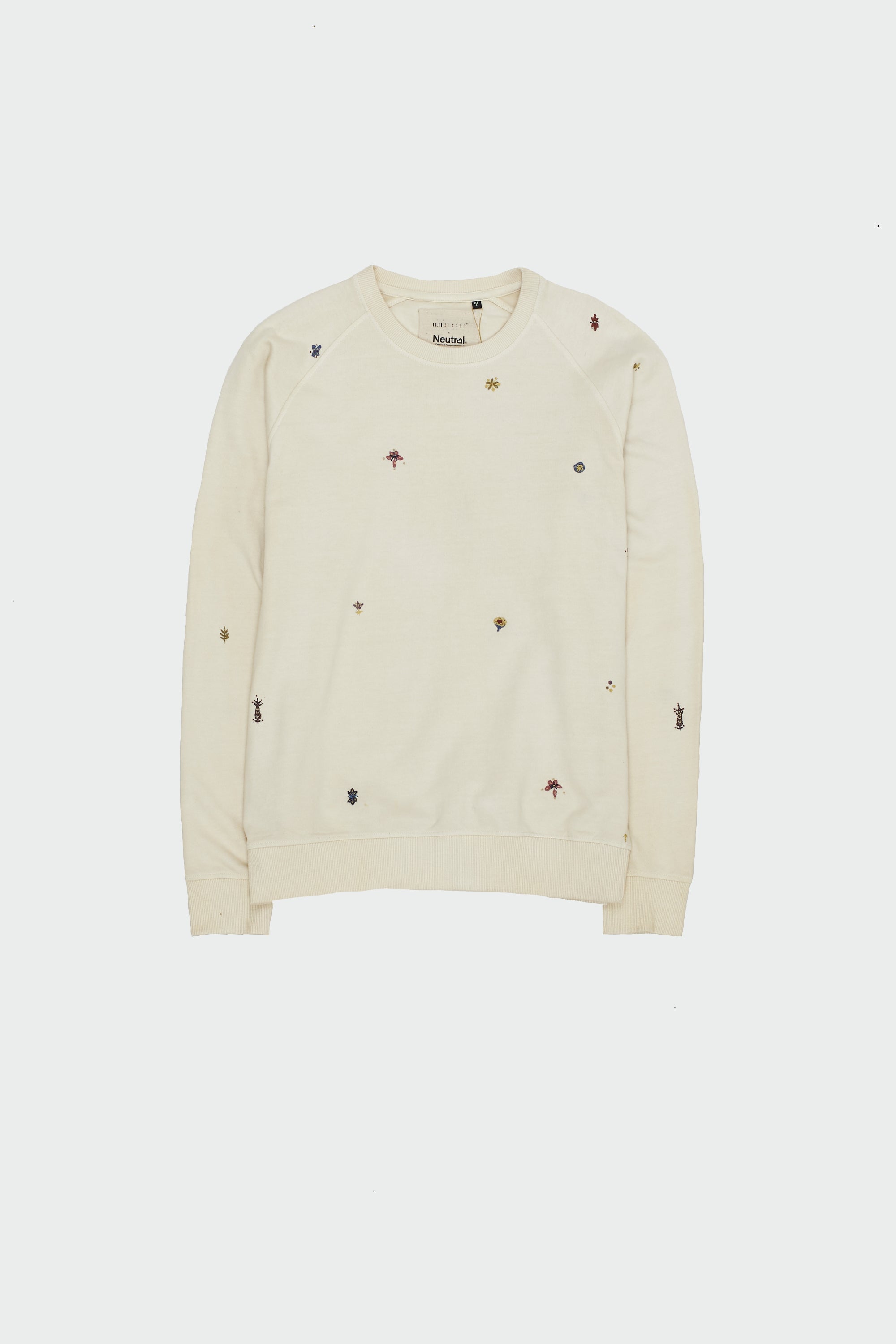 ECRU HAND EMBROIDERED ORGANIC COTTON SWEATSHIRT