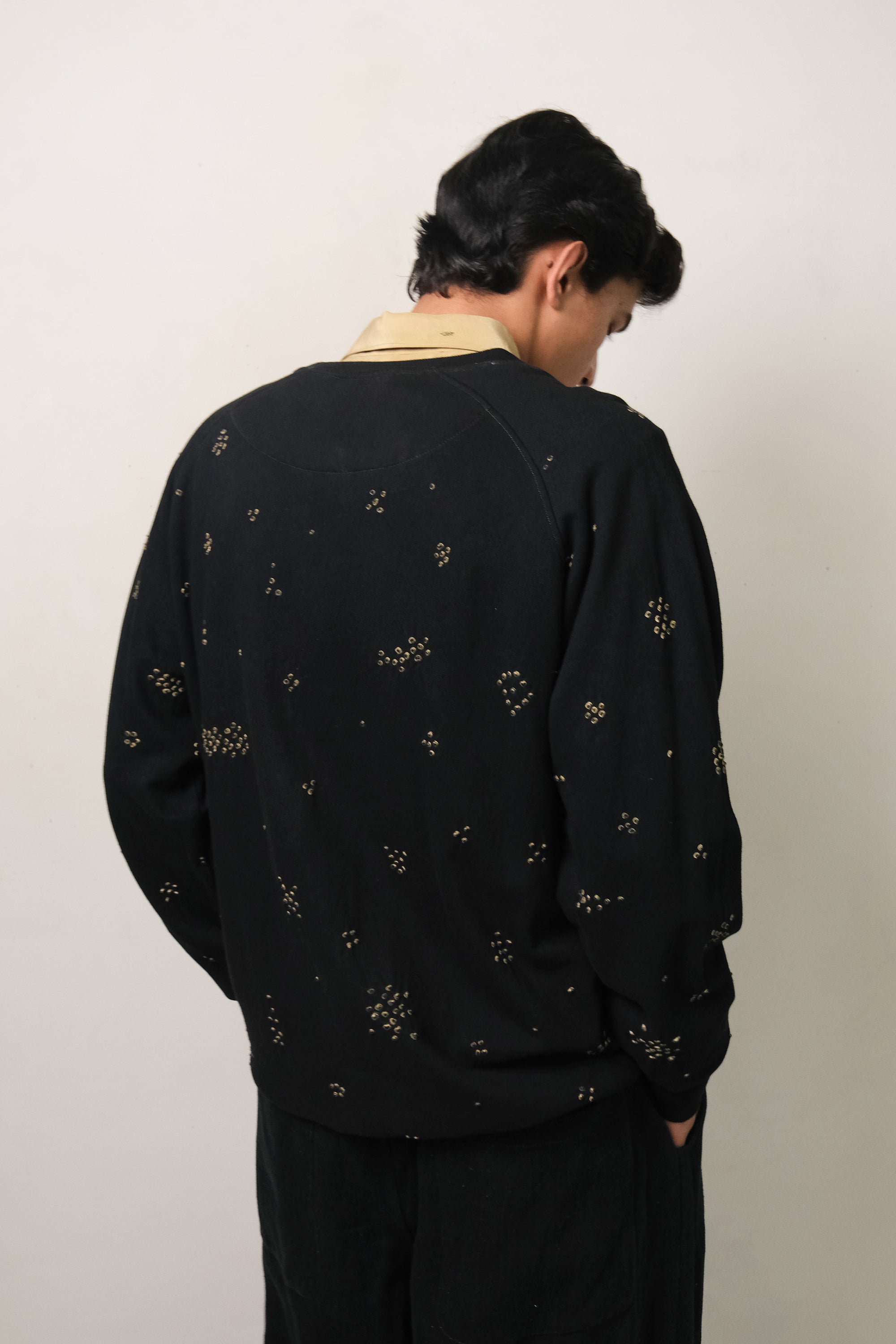 BLACK BANDHANI COTTON SWEATSHIRT