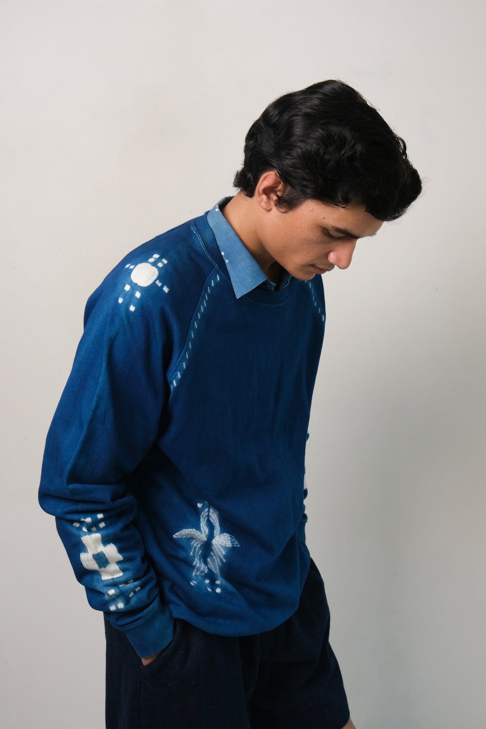 Medium Indigo Cotton Shibori Sweatshirt