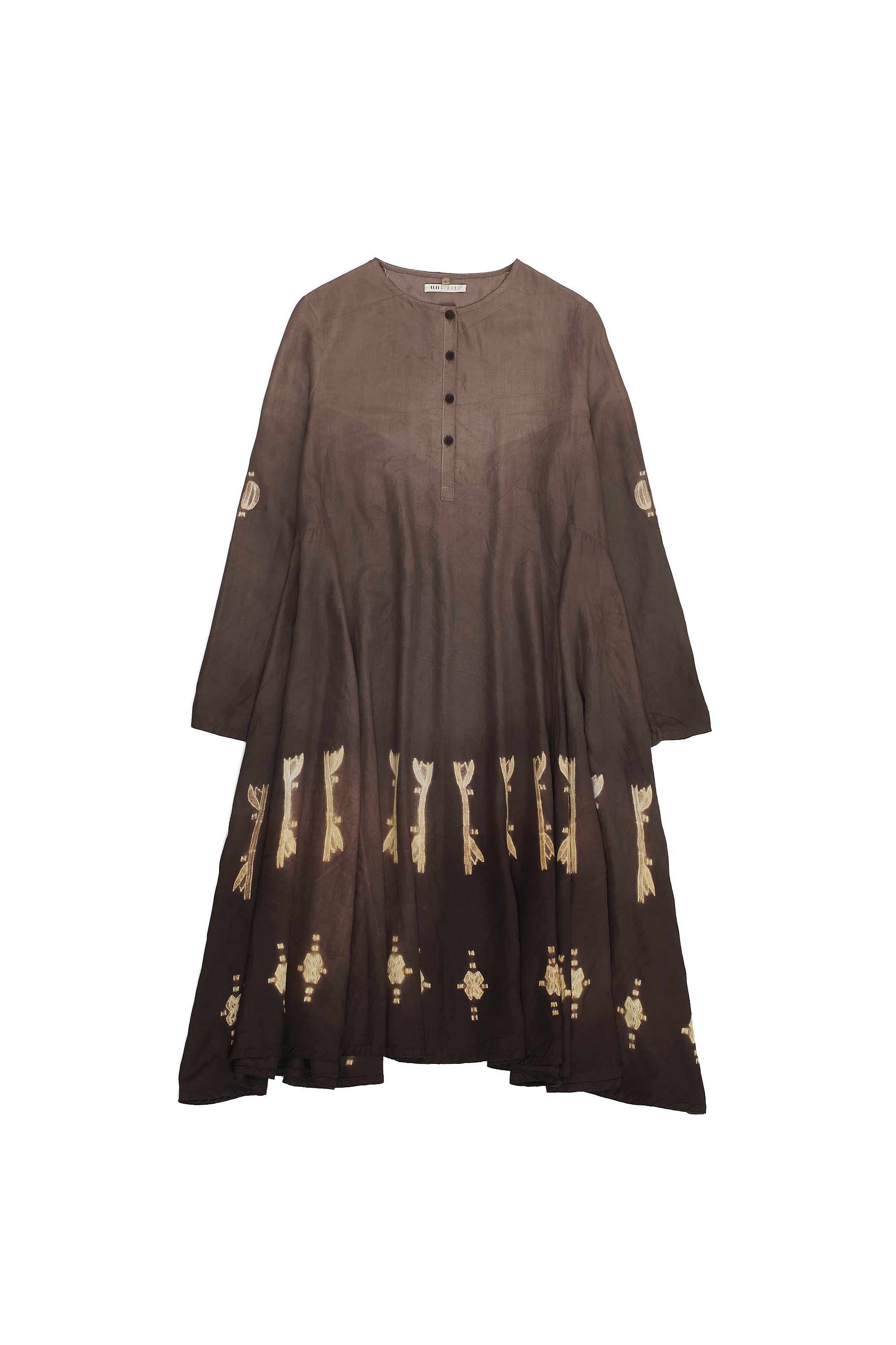GRADIENT BROWN SILK SHIBORI WOMEN'S DRESS
