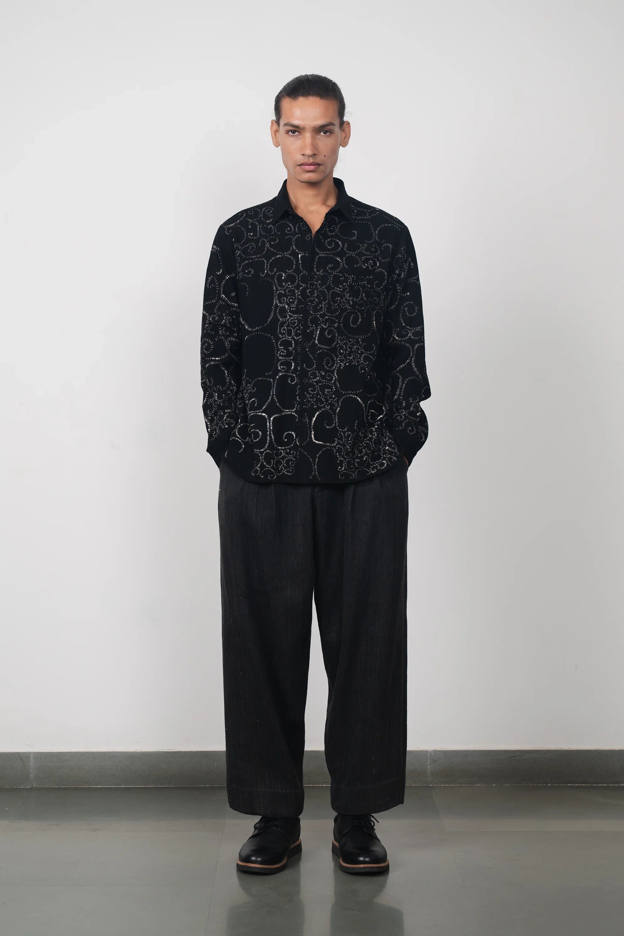 Organic Cotton Bandhani Shirt in Black