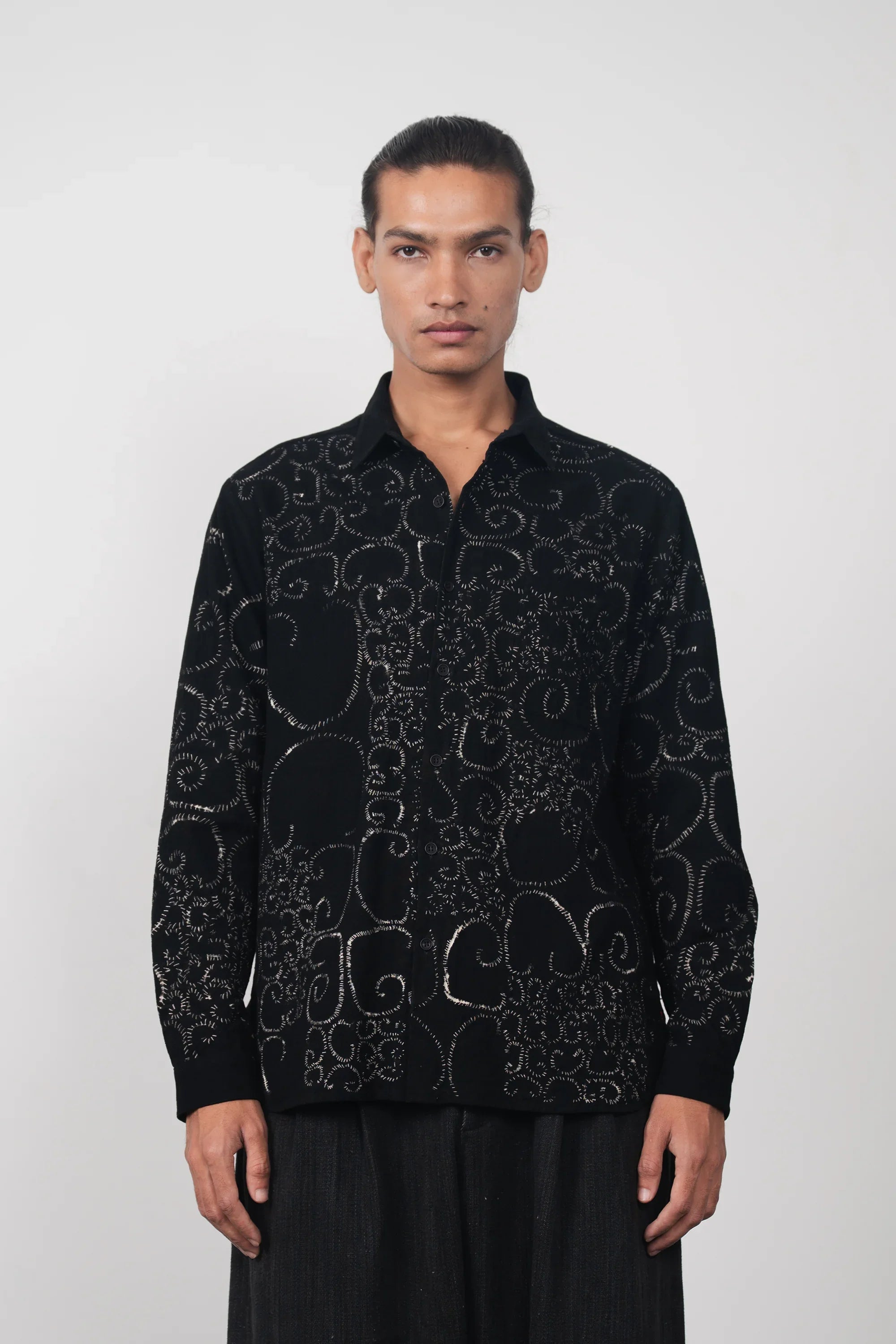 Organic Cotton Bandhani Shirt in Black