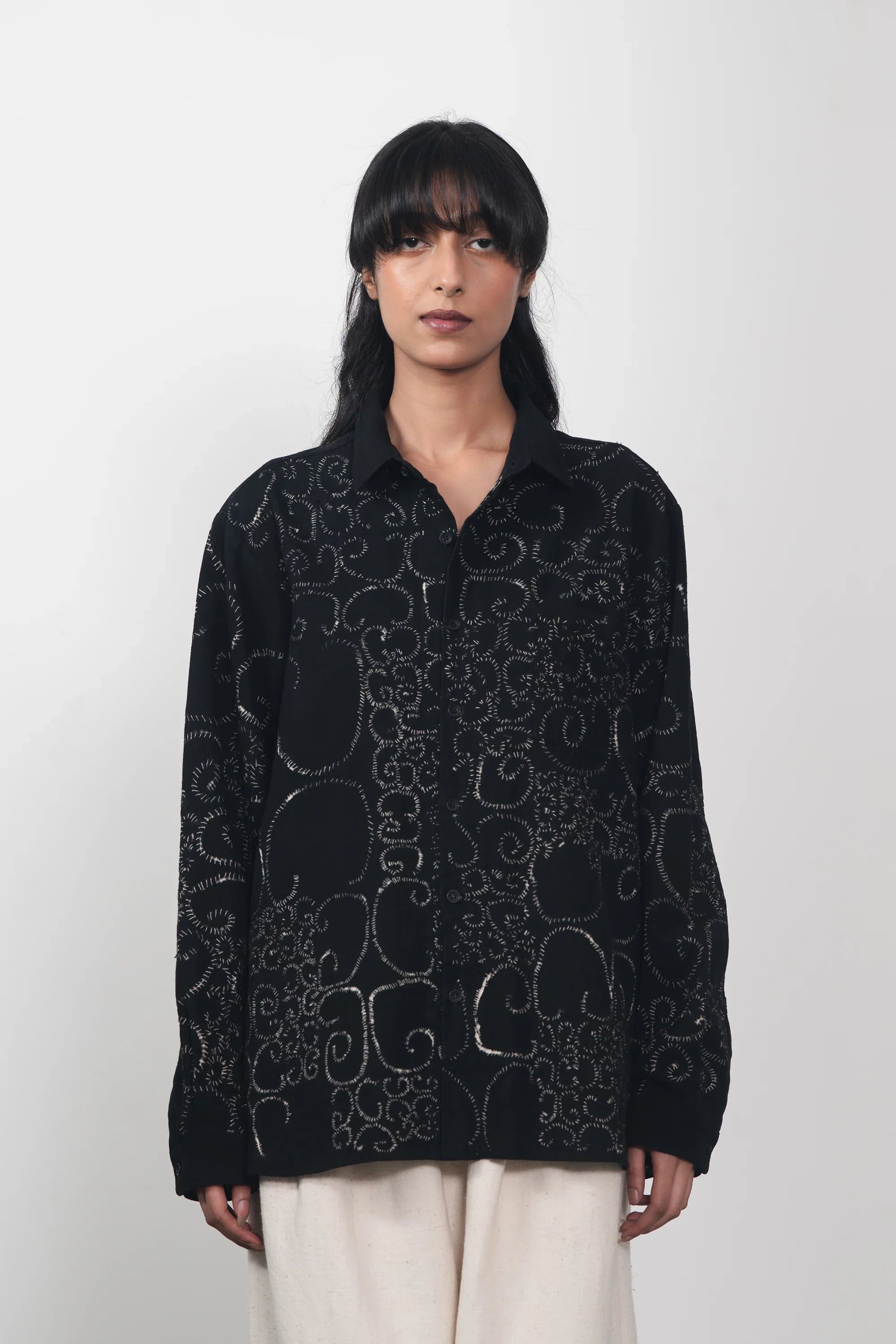 Black Organic Cotton Bandhani Shirt