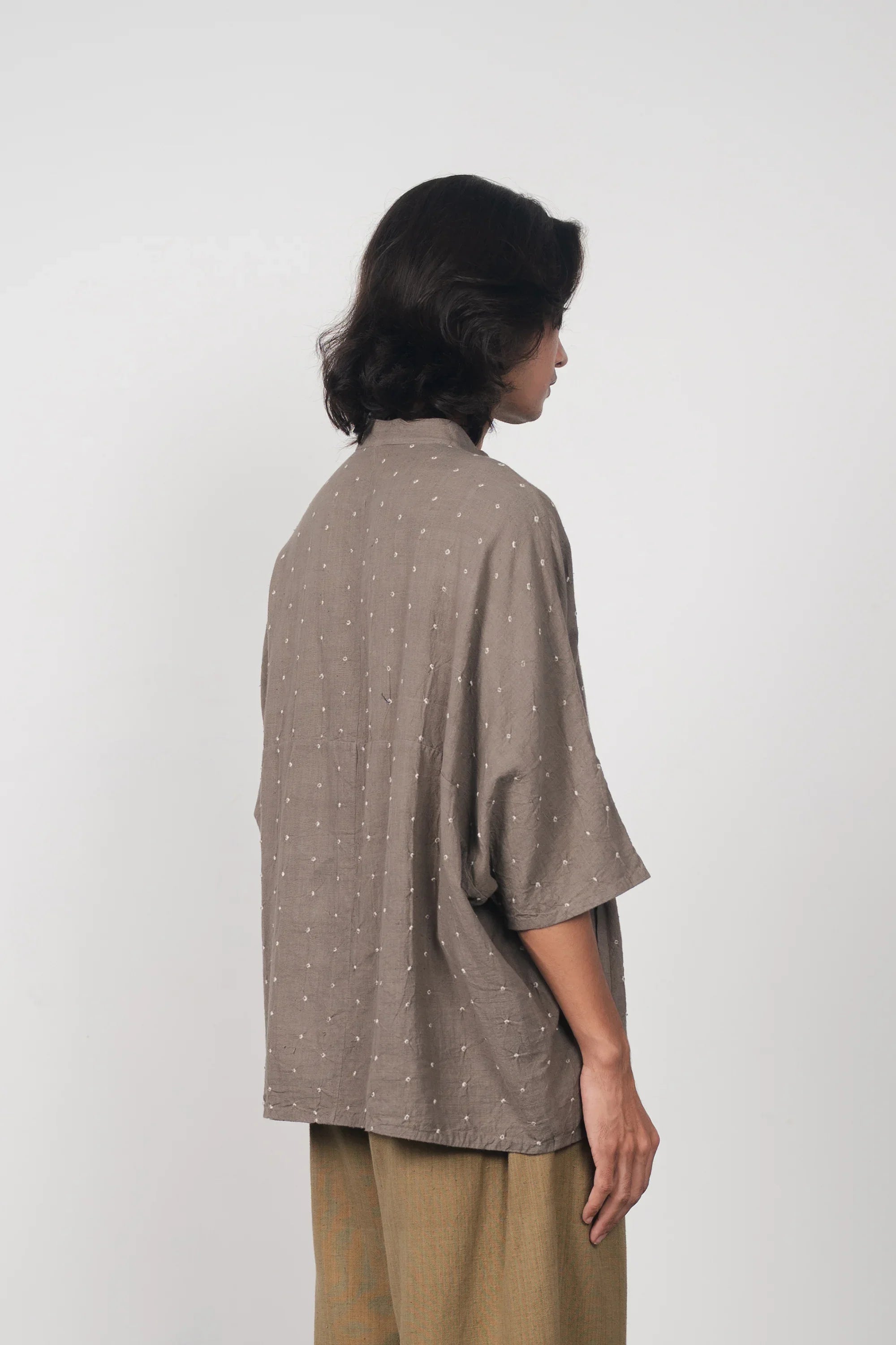 Ash Grey Organic Cotton Bandhani Shirt