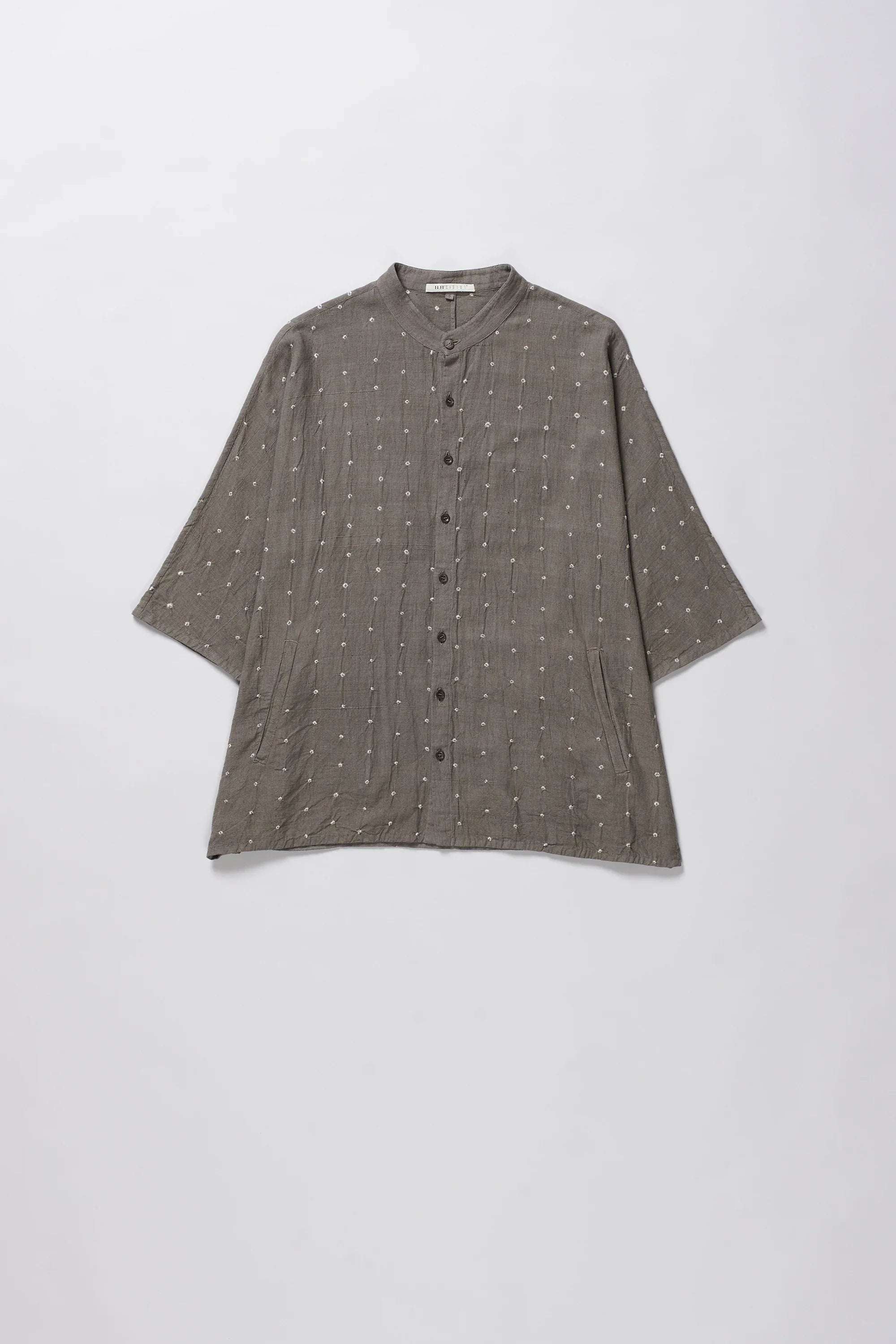 Ash Grey Organic Cotton Bandhani Shirt