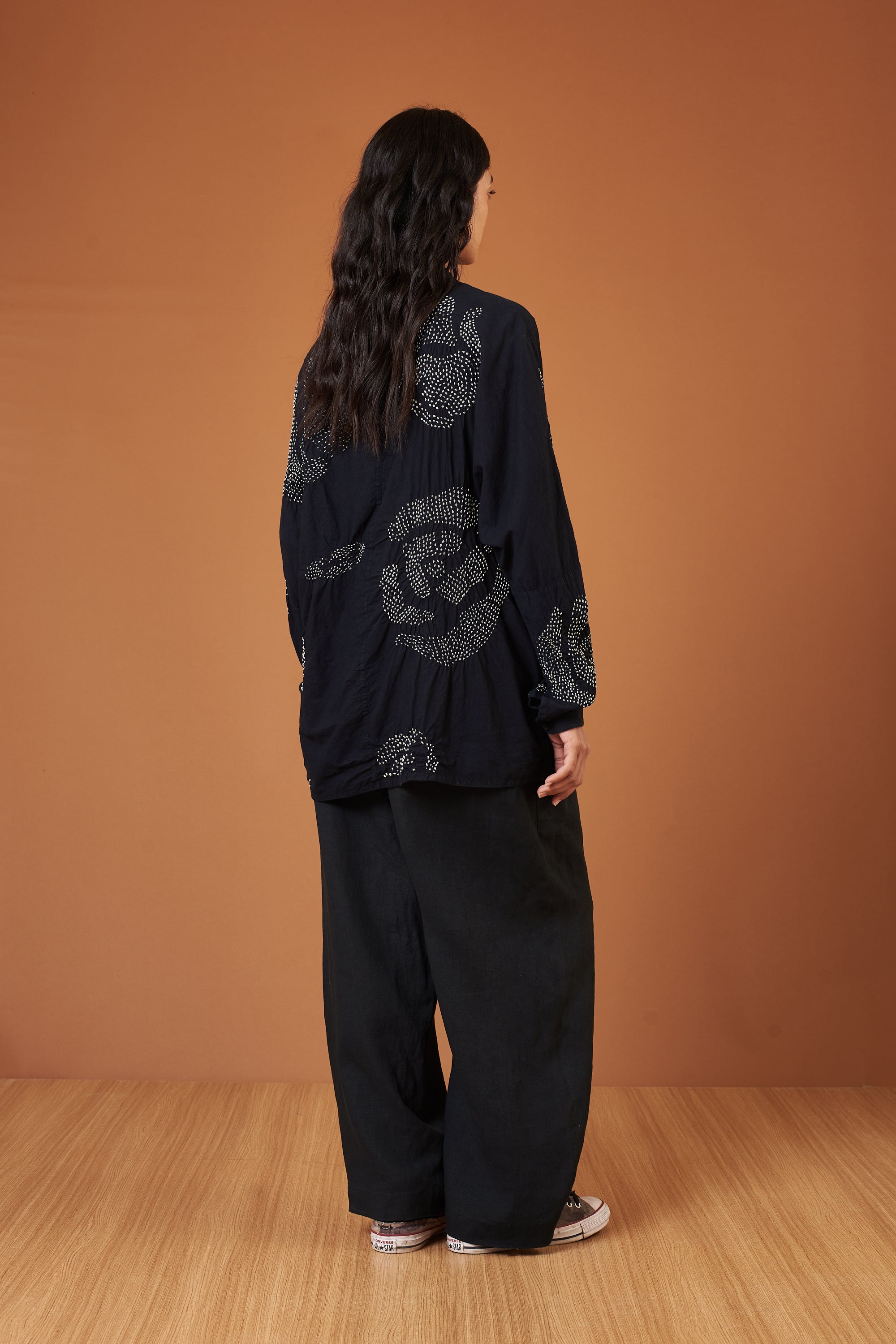 Black Bandhani Comfort Fit Cotton Shirt