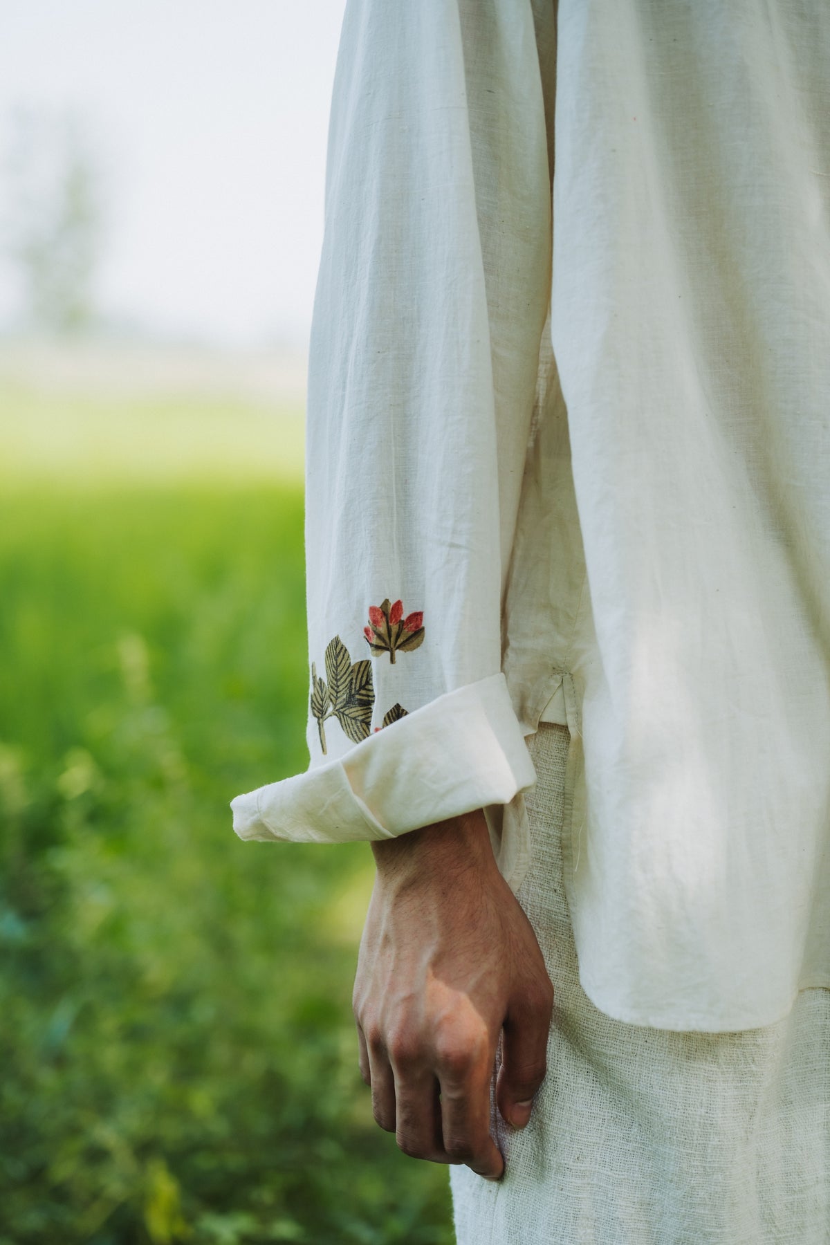 Handpainted Relaxed Shirt in Ecru