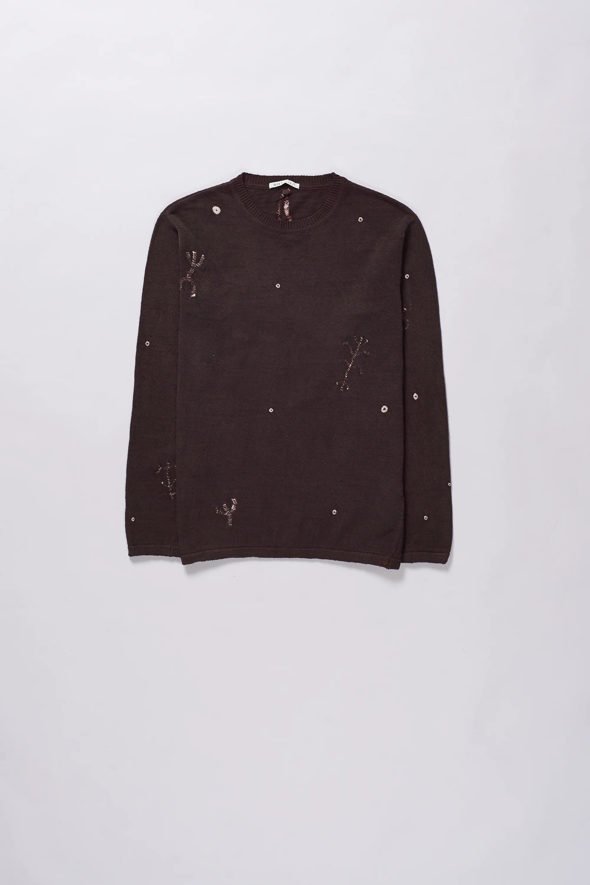 Burnt Umber Cotton T-Shirt With Shibori