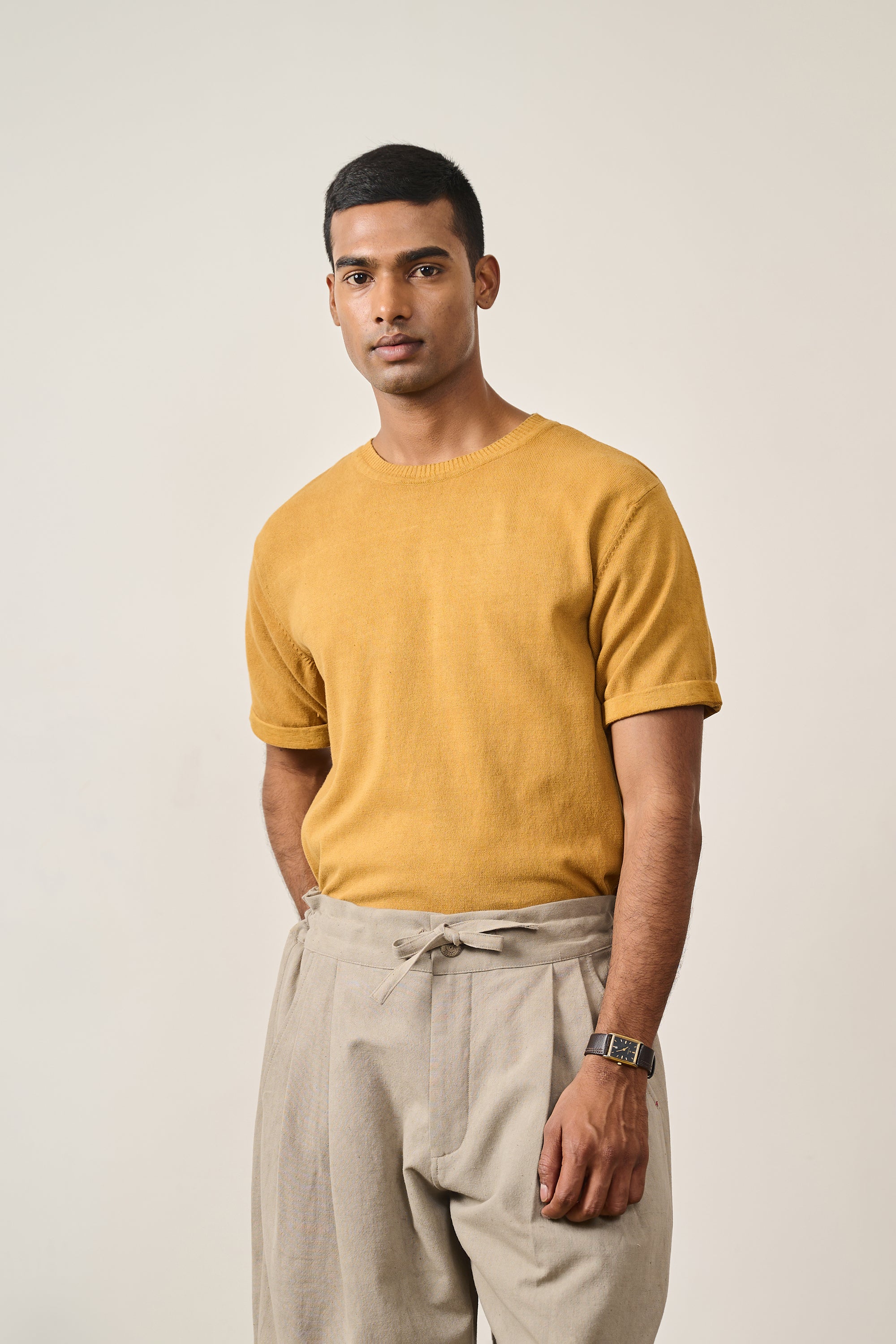 MUSTARD YELLOW COTTON T-SHIRT