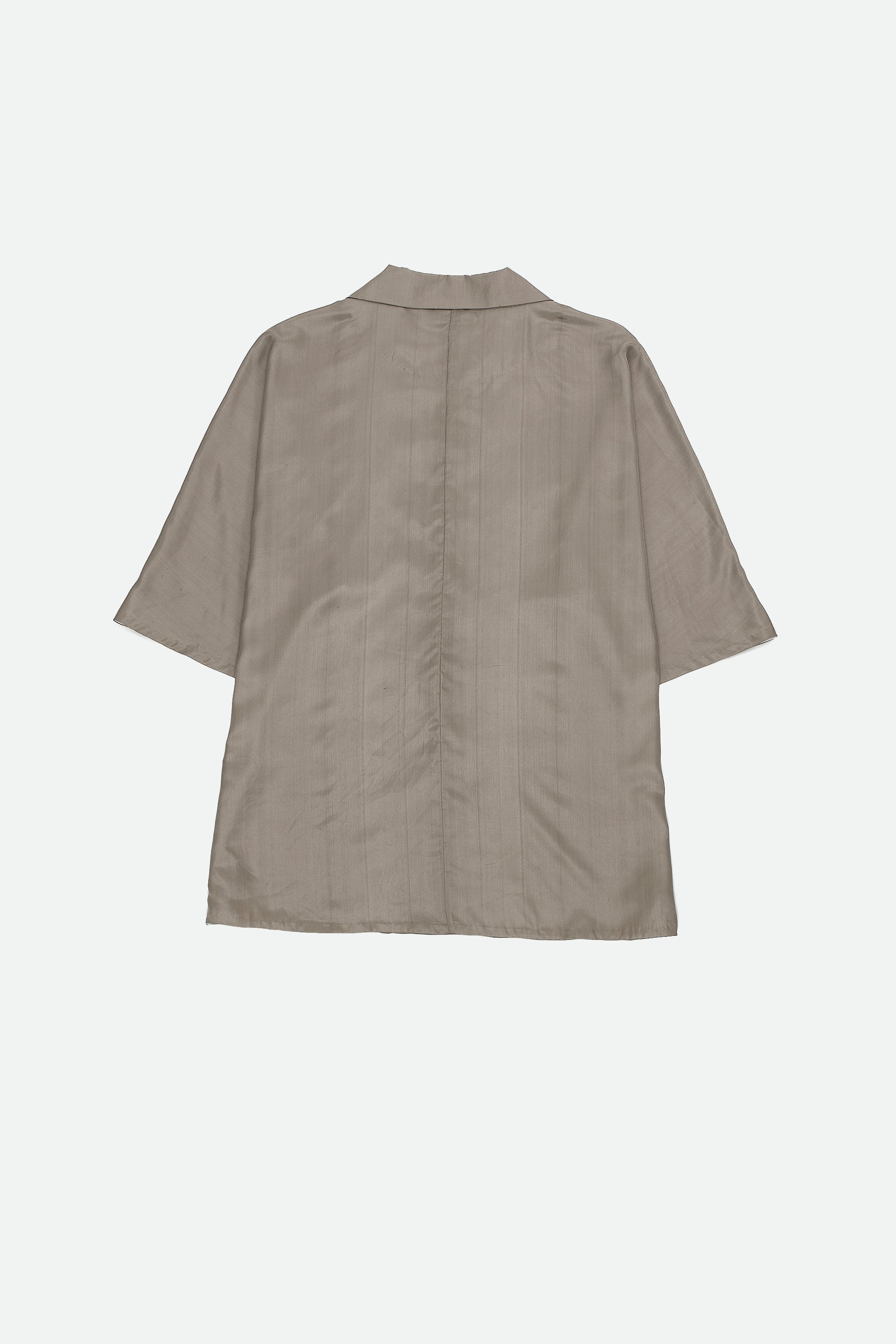 Smoke Silk Notch Collar Silk Shirt