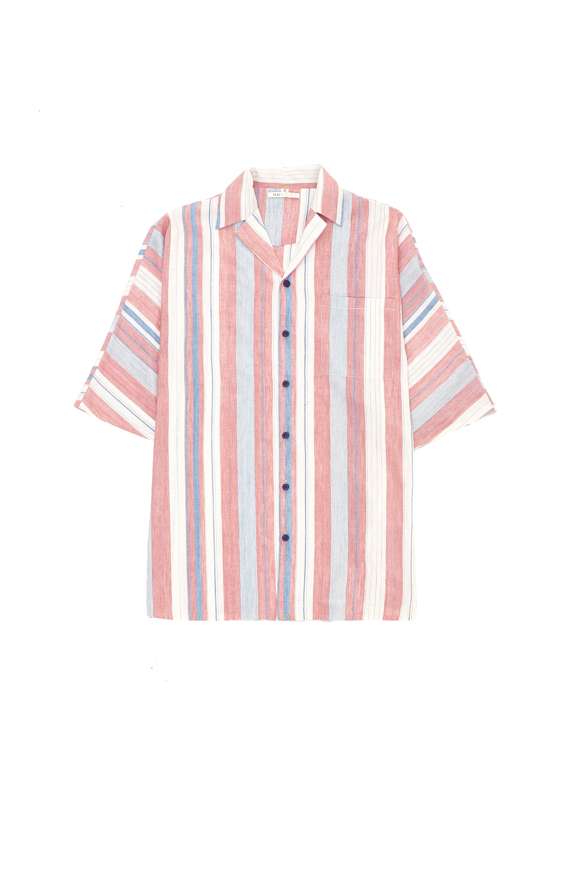 Notch Collar Multi-Color Striped Shirt