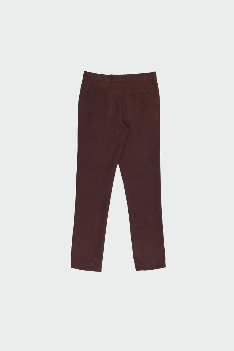 BURNT UMBER TAPERED COTTON TROUSERS
