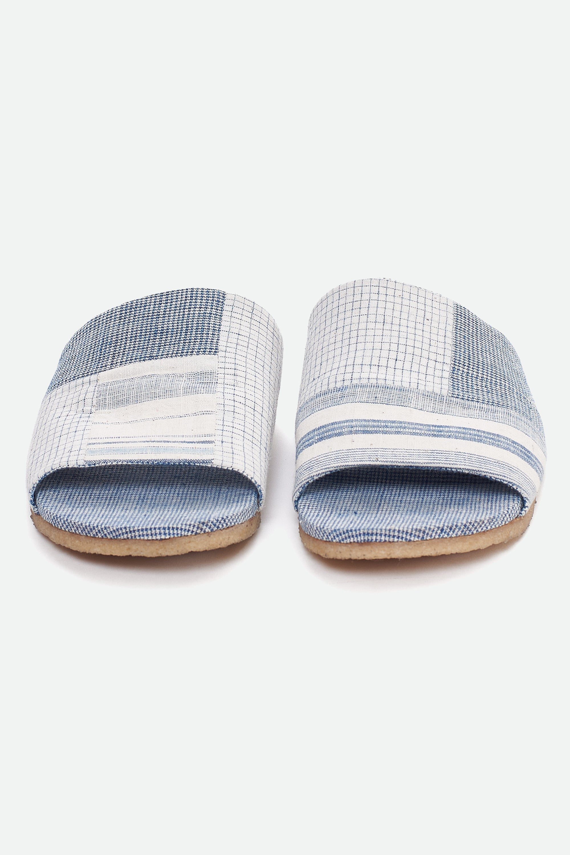 YARN DYED HAND-CRAFTED PAIR OF PATCHWORK SLIDES