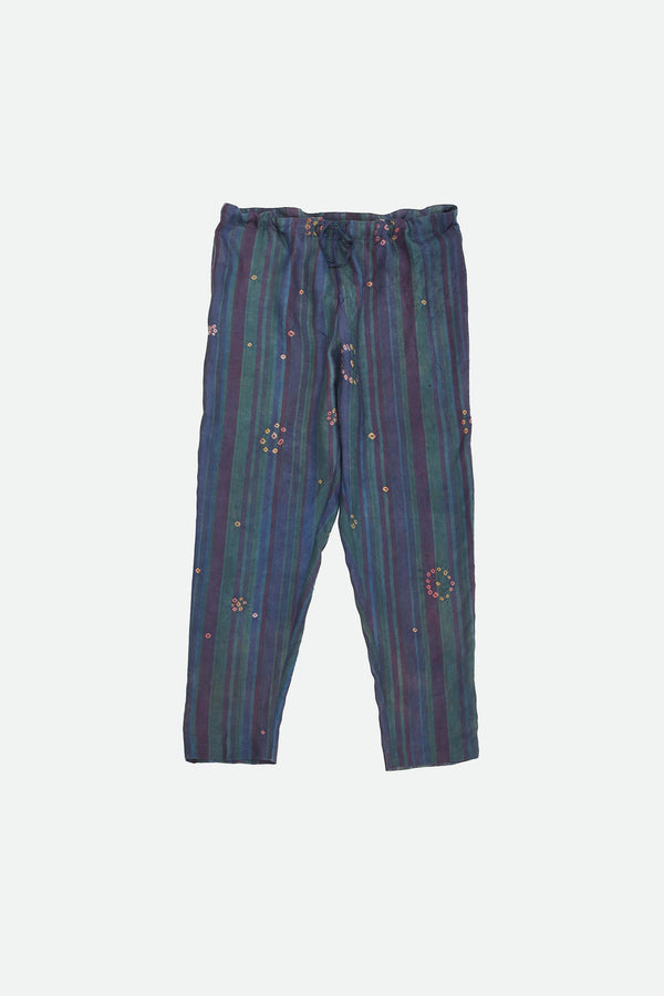 Indigo Multicolored Bandhani Silk String Pants