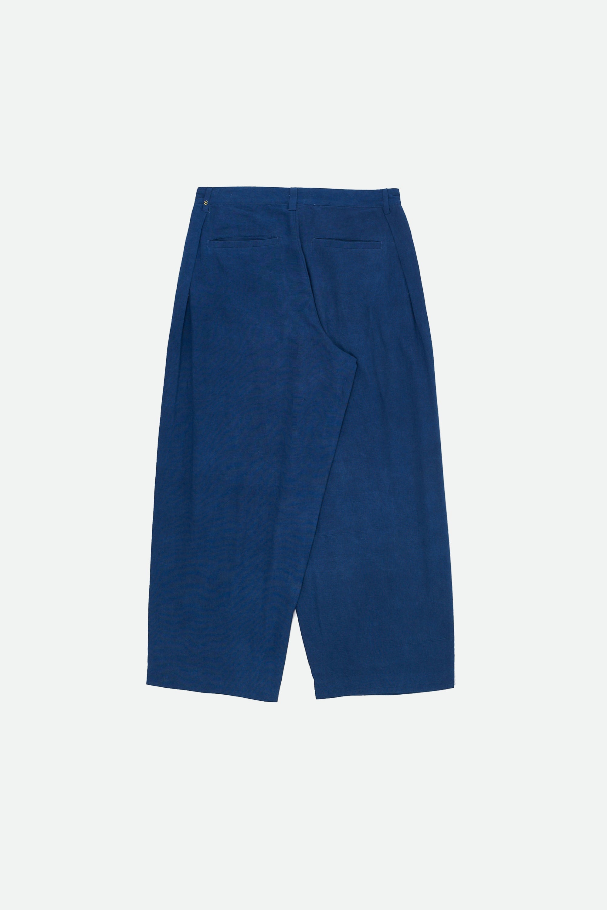 Medium Indigo Pleated Handspun Cotton Trousers