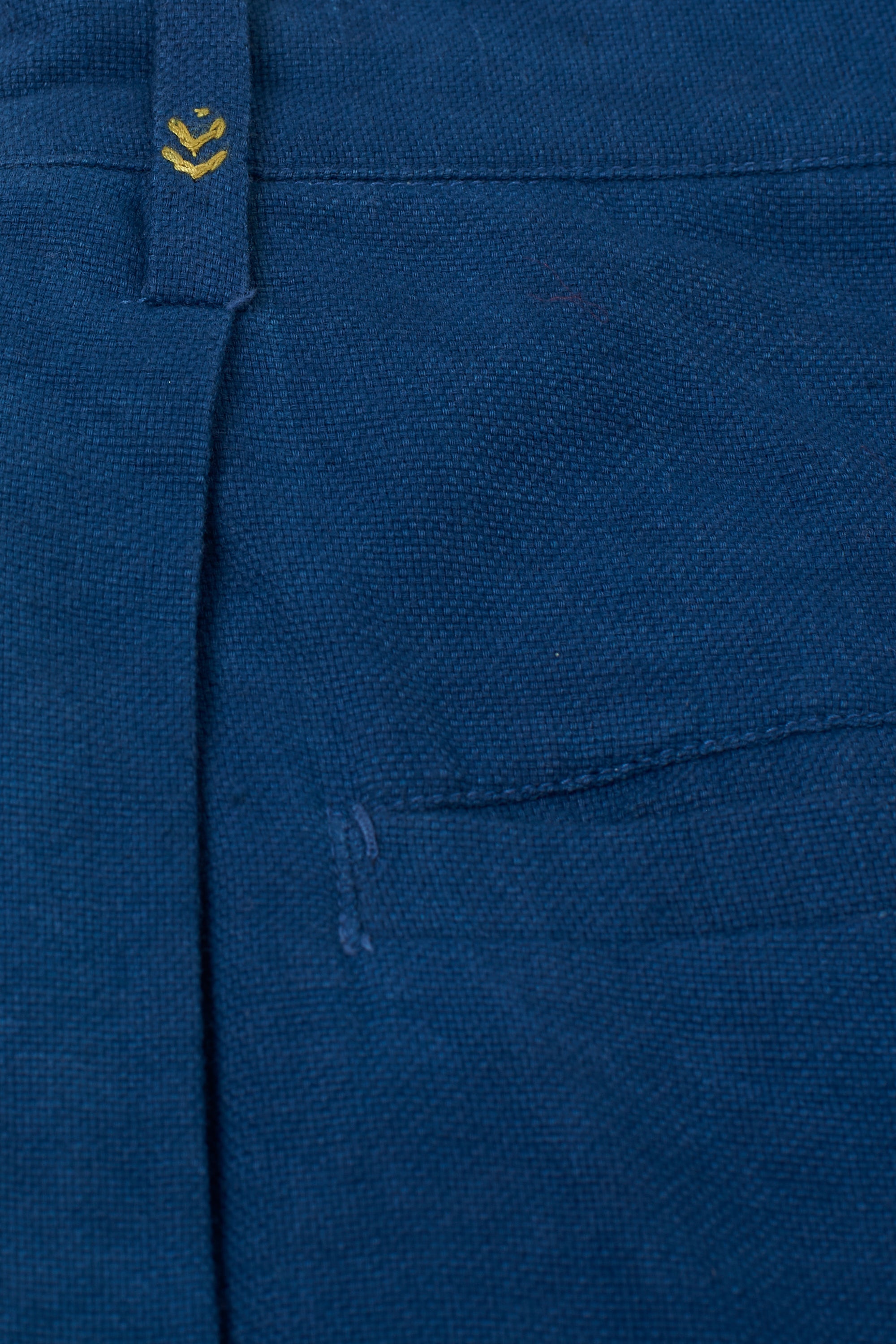 Medium Indigo Pleated Handspun Cotton Trousers