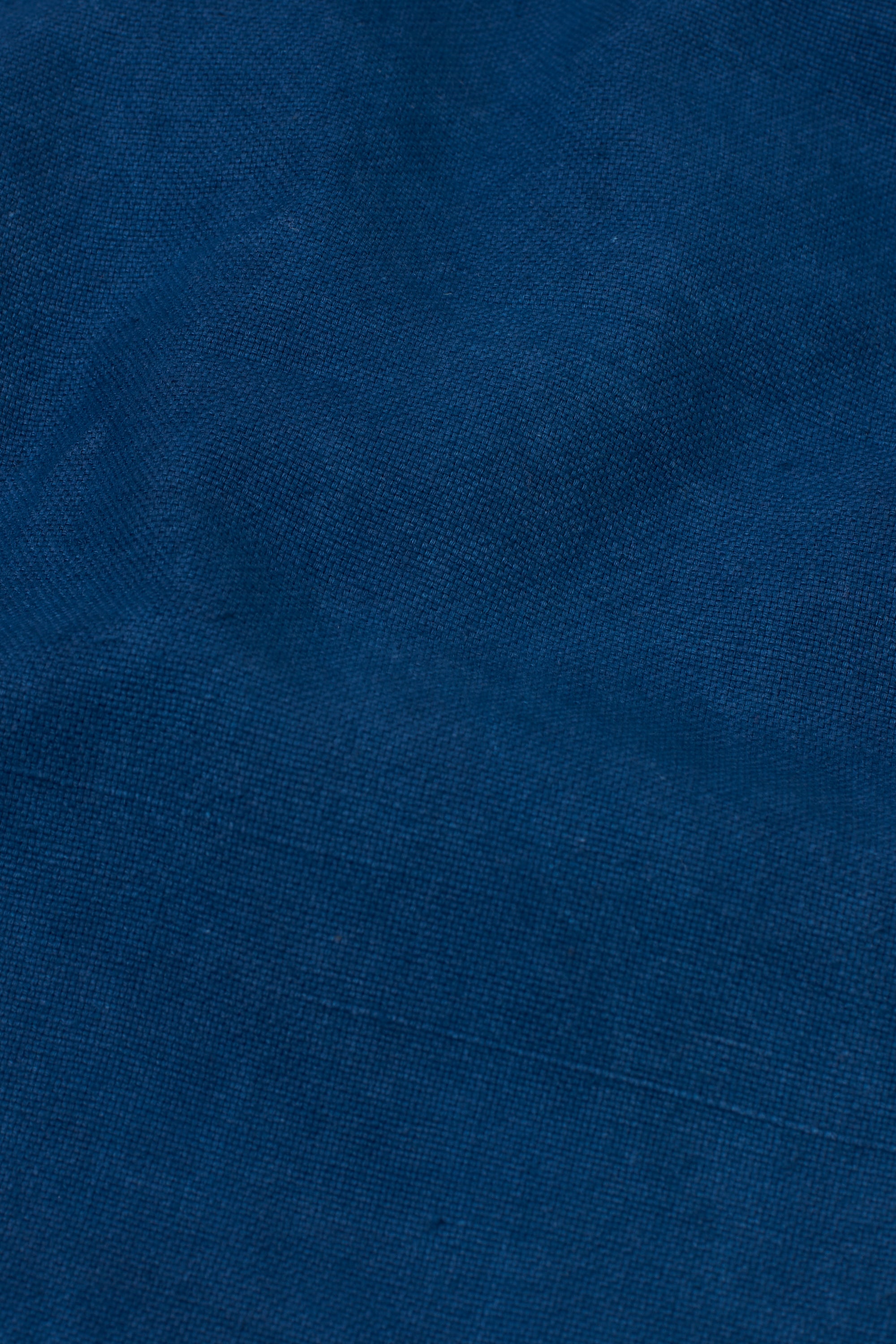 Pleated Handspun Cotton Trousers in Medium Indigo