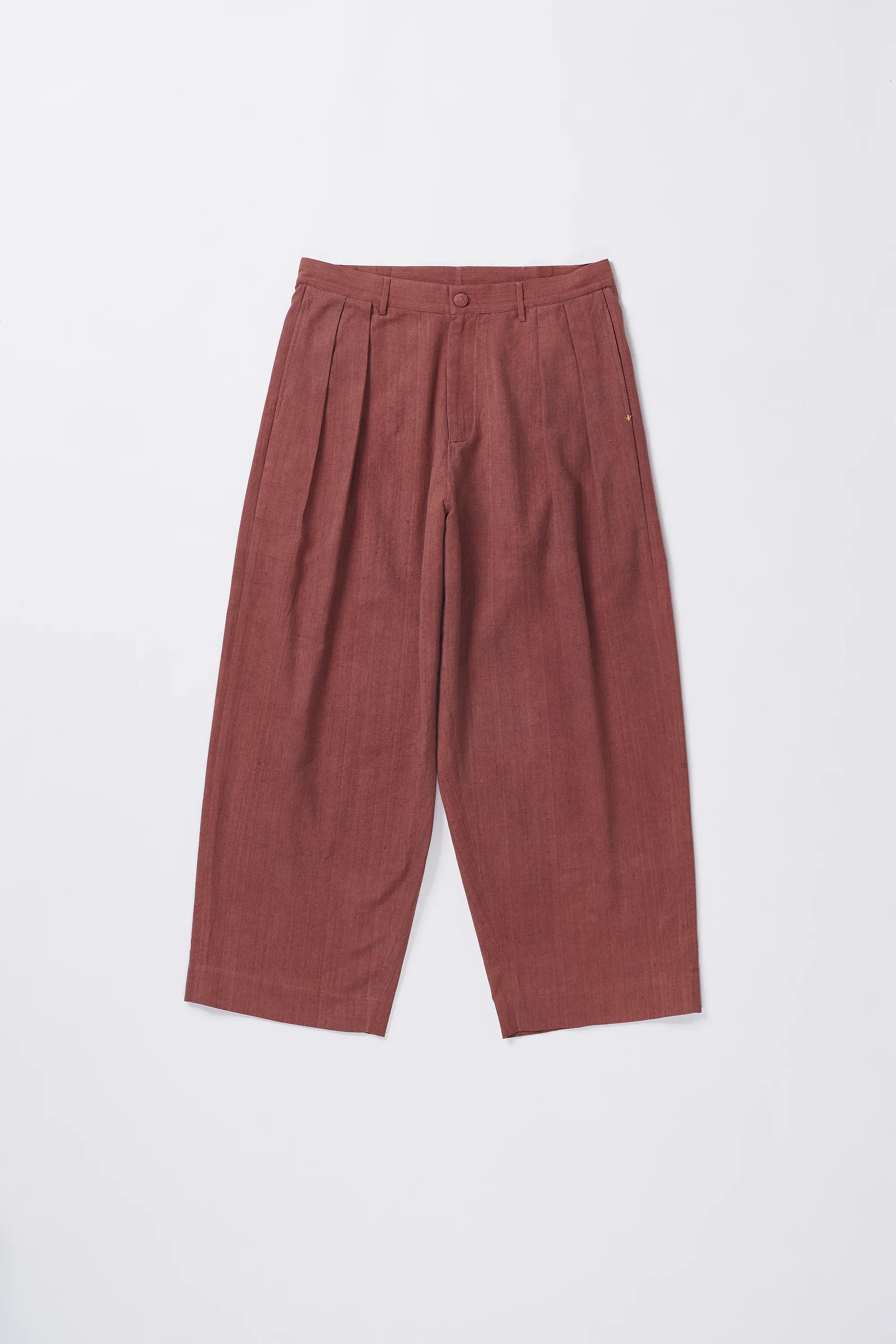 Pleated Cotton Trousers in Rogue Pink