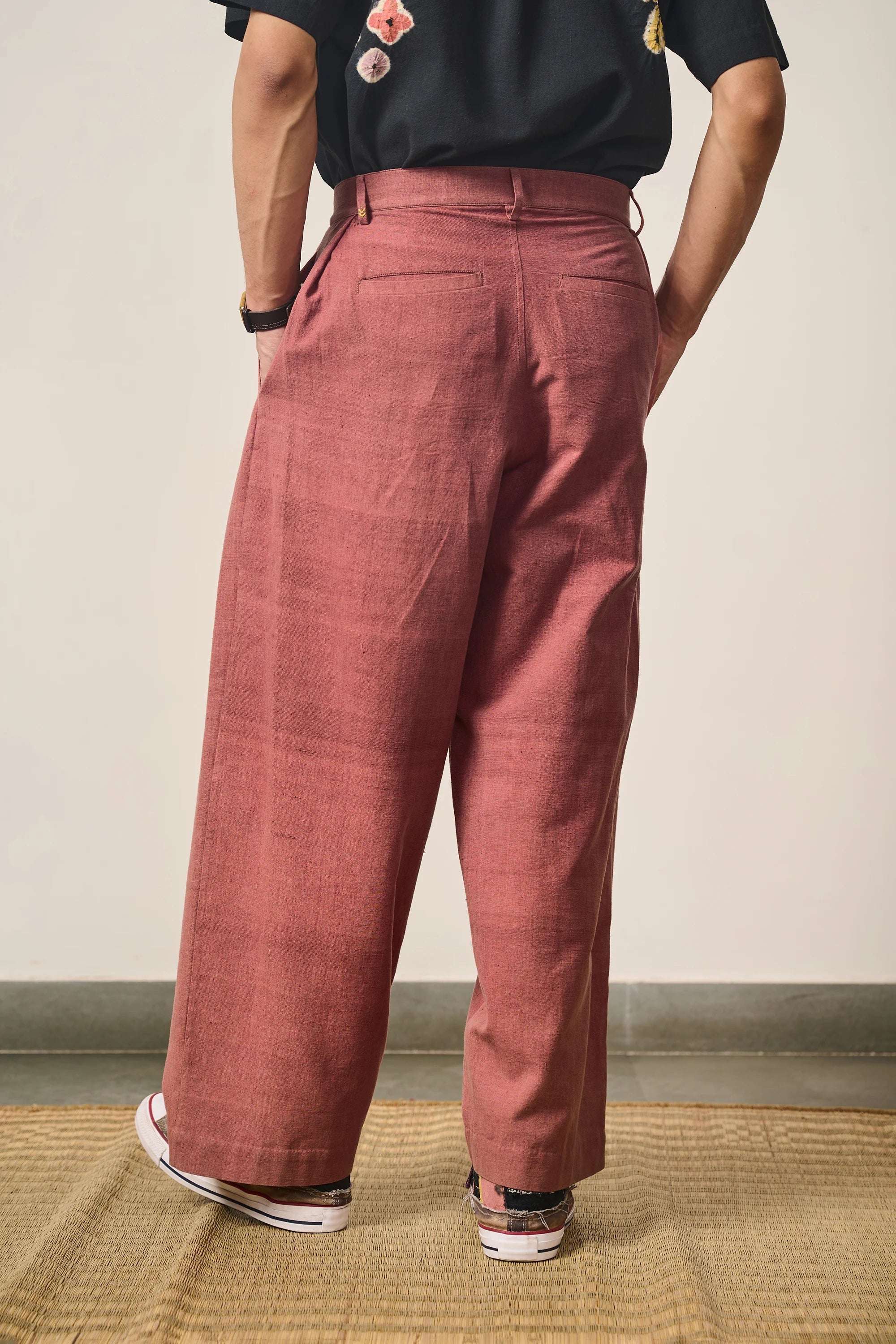 Rogue Pink Pleated Cotton Trousers